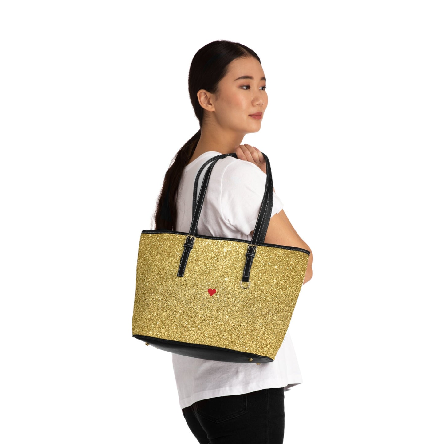 PU Leather Gold Colored Shoulder Bags