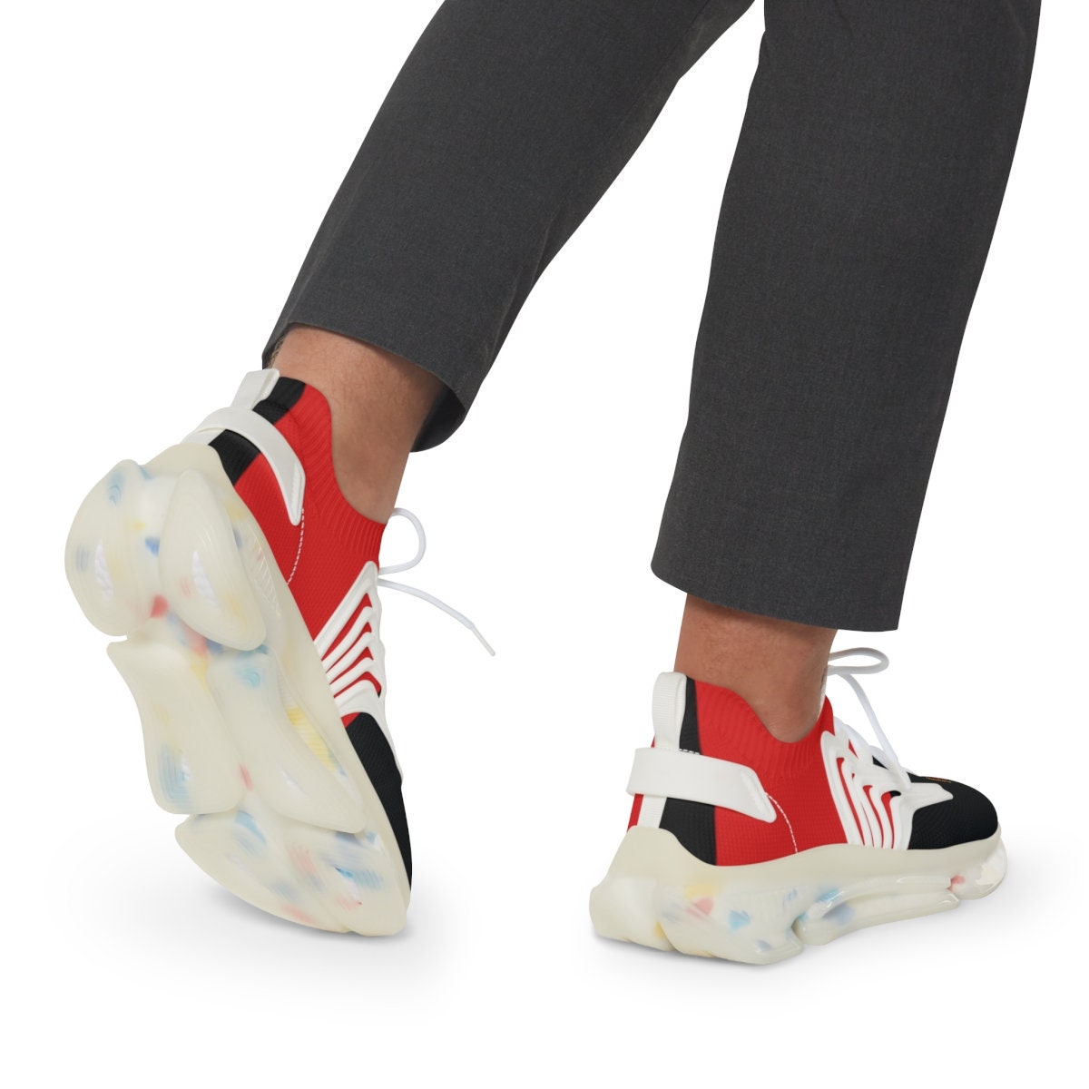 Men's Black and Red Sports Sneakers