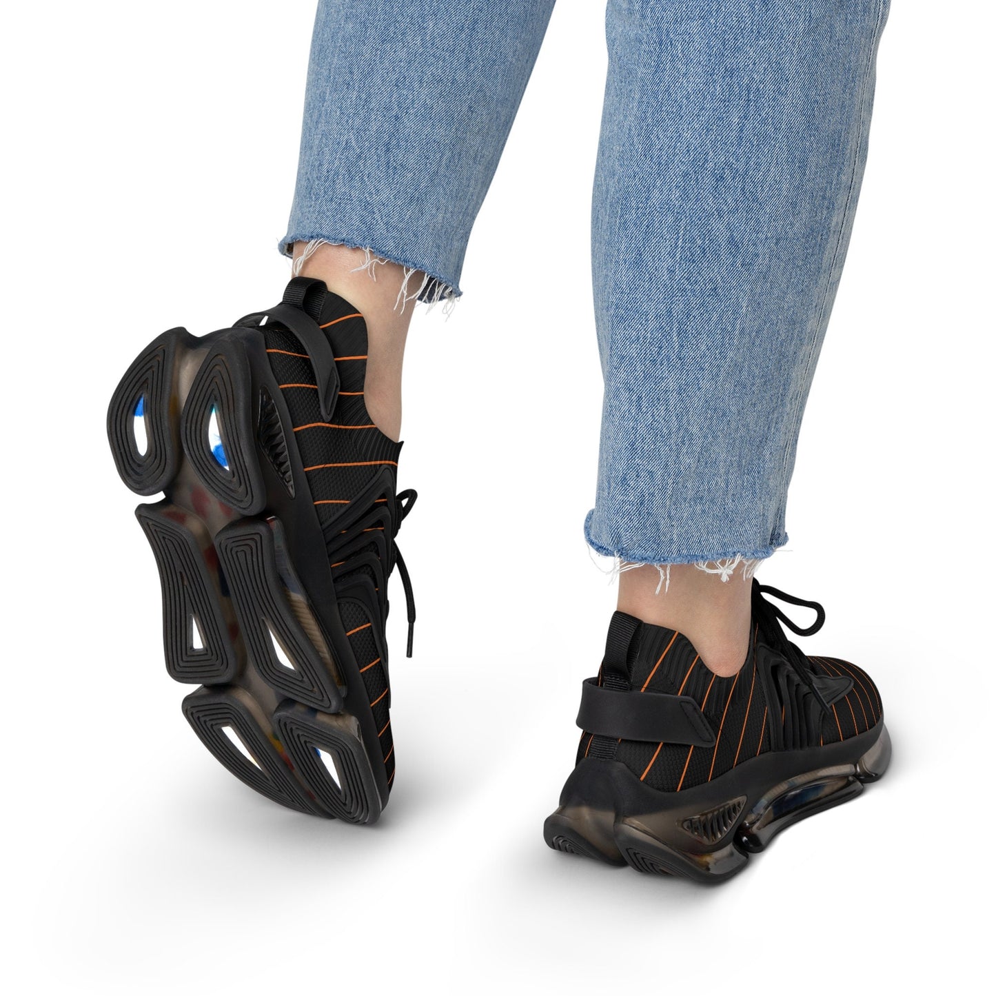 Women's Black and Orange Sneakers