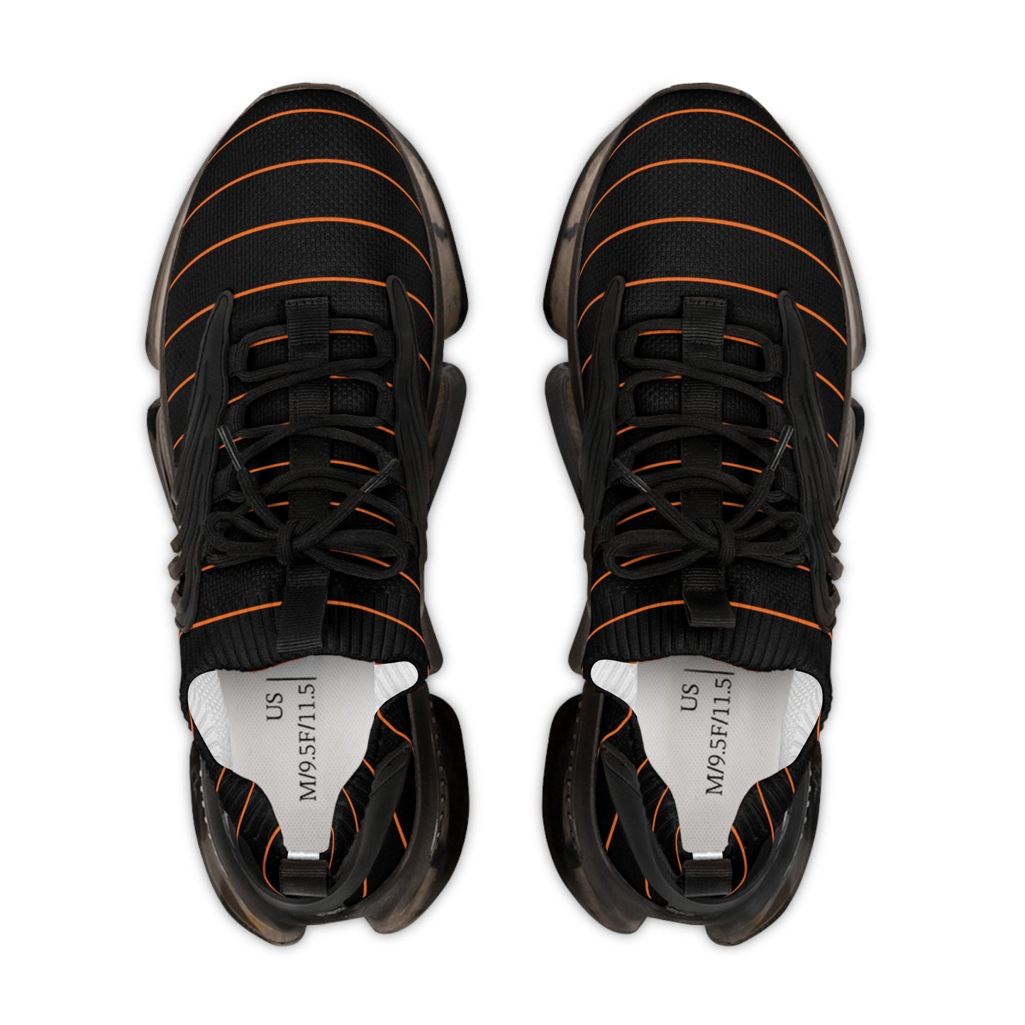 Men's Black and Orange Sports Sneakers
