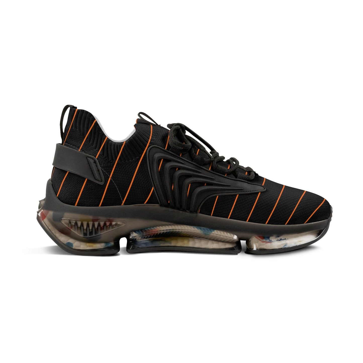 Men's Black and Orange Sports Sneakers