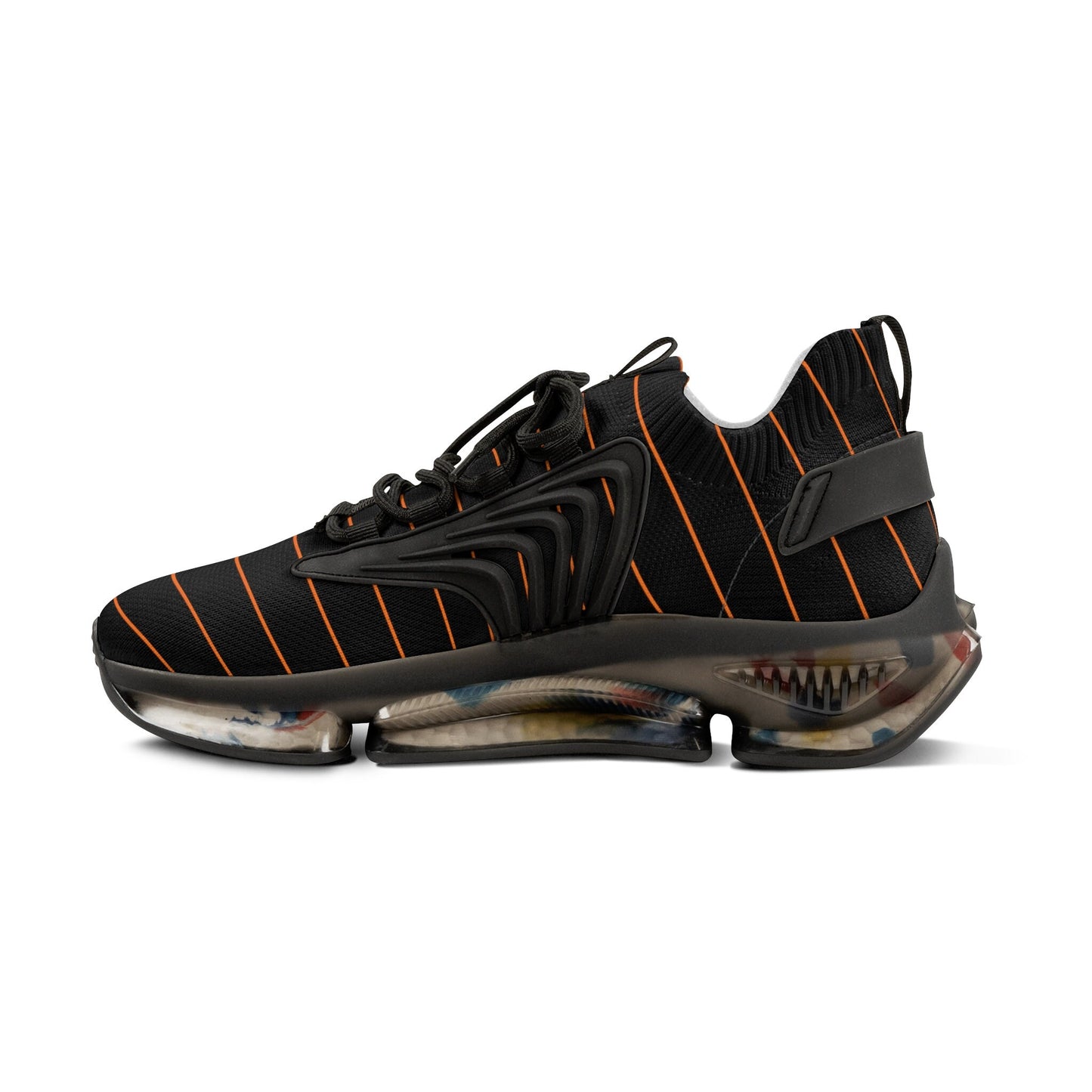 Men's Black and Orange Sports Sneakers