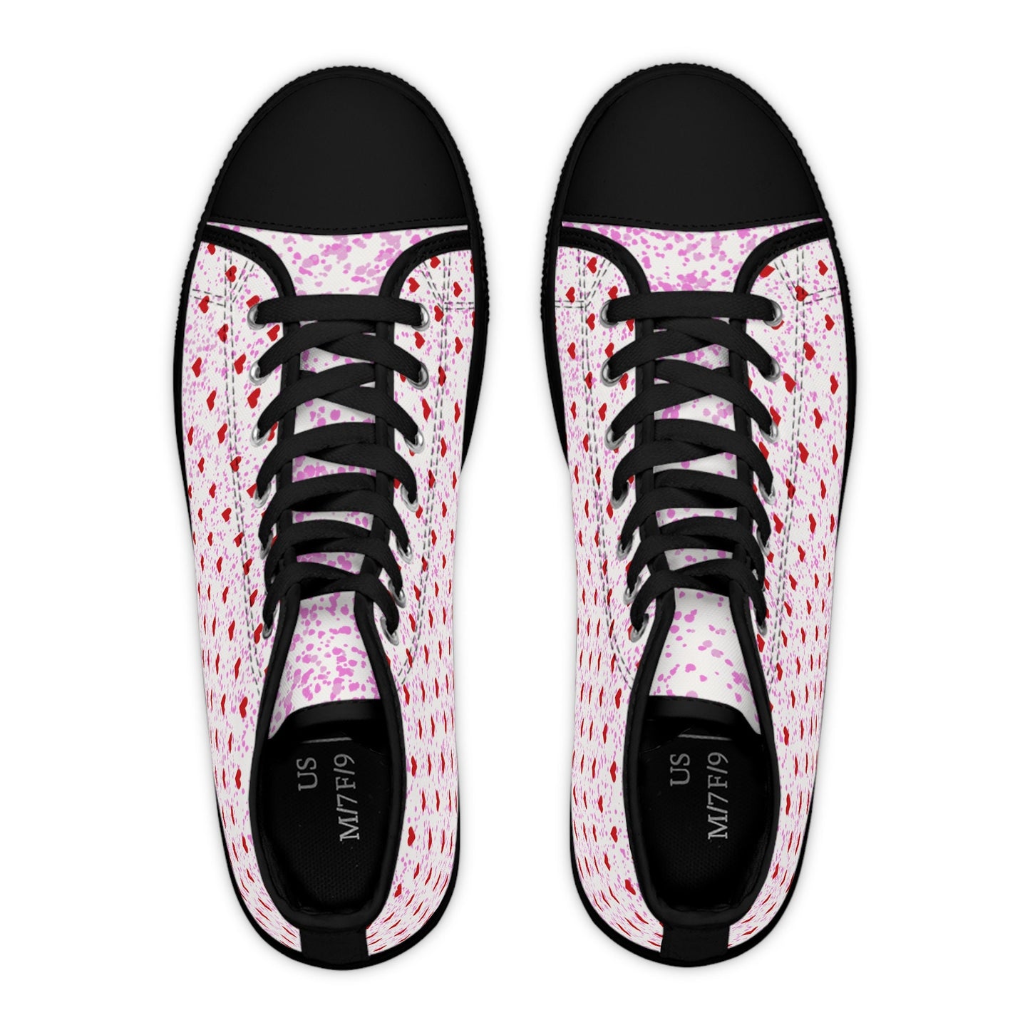 Women's White High Top Sneakers with Hearts