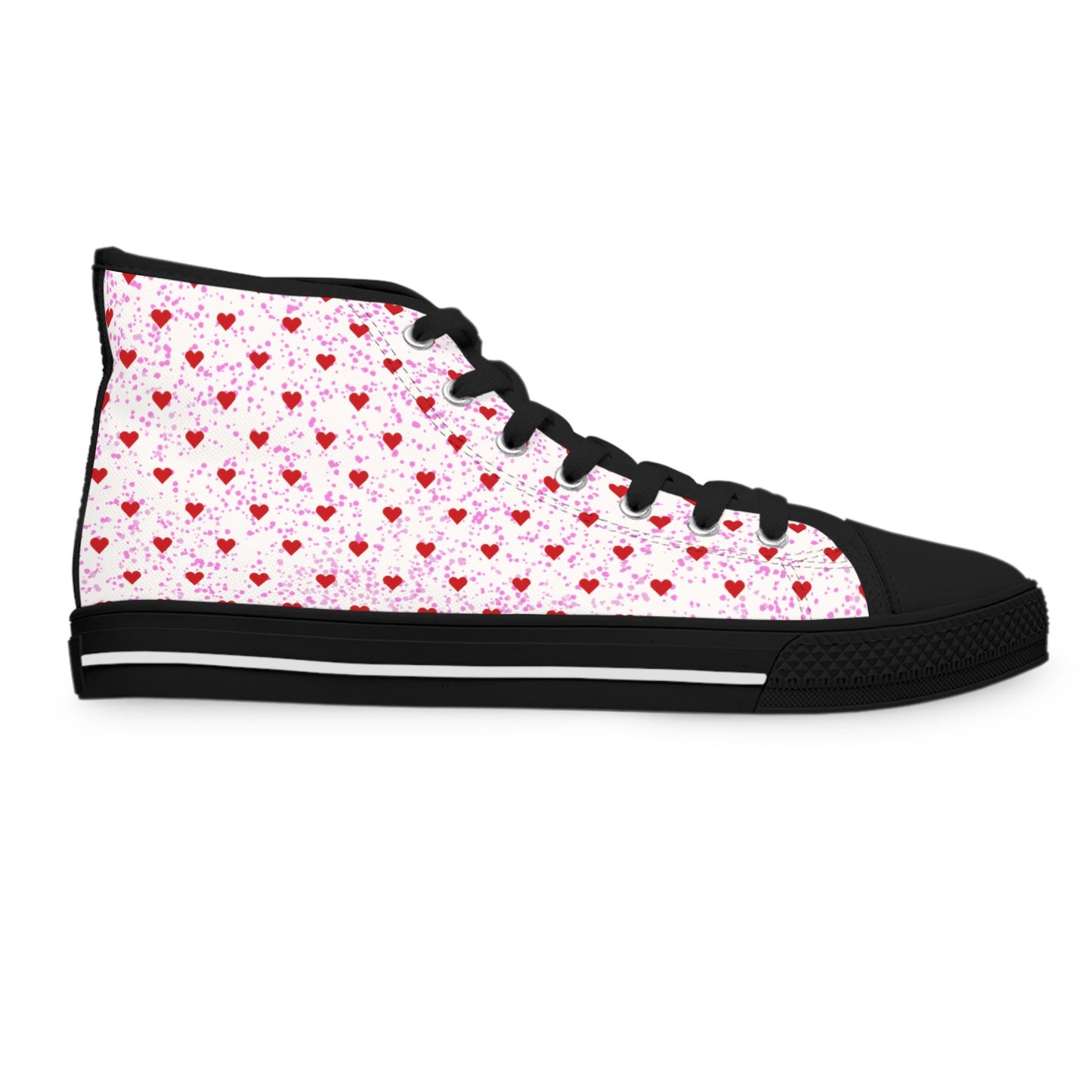 Women's White High Top Sneakers with Hearts