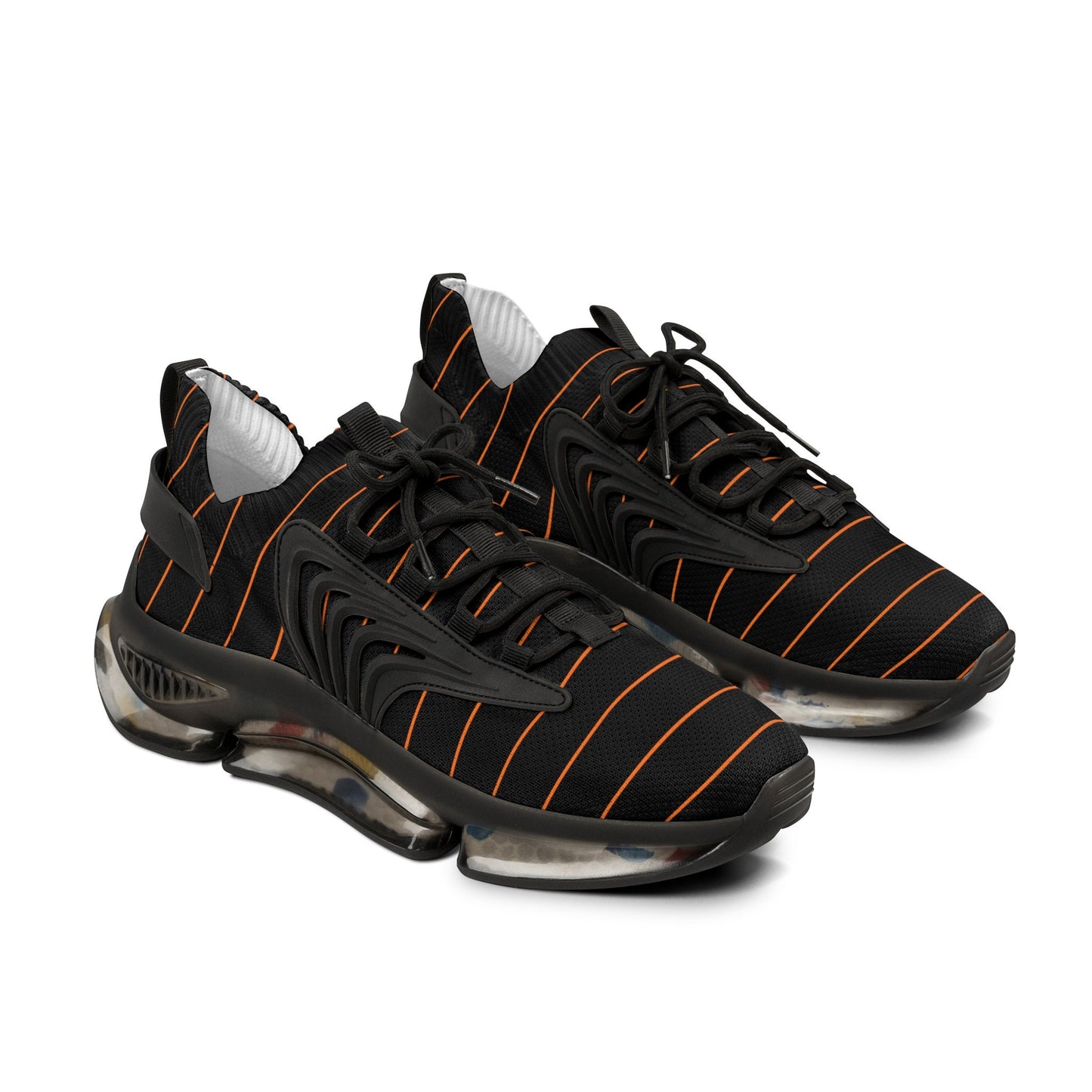 Men's Black and Orange Sports Sneakers