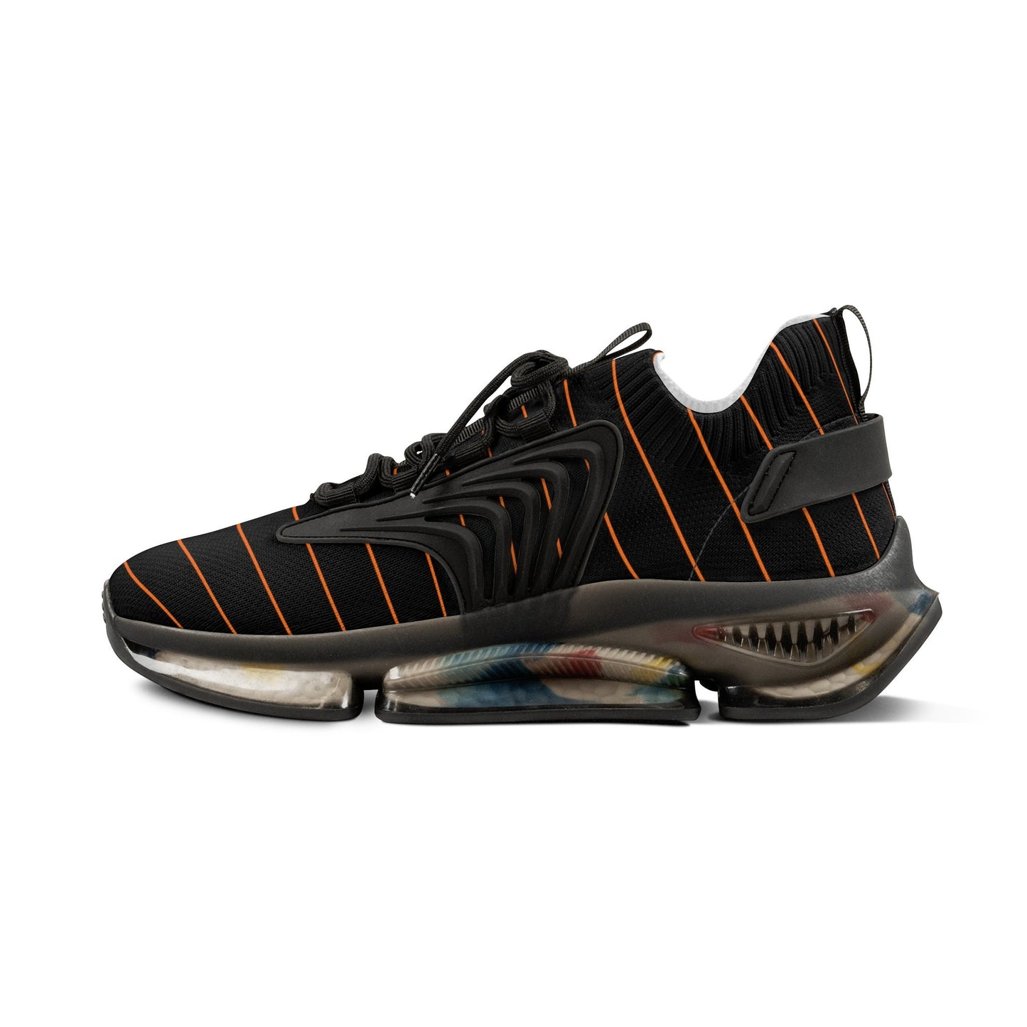 Men's Black and Orange Sports Sneakers