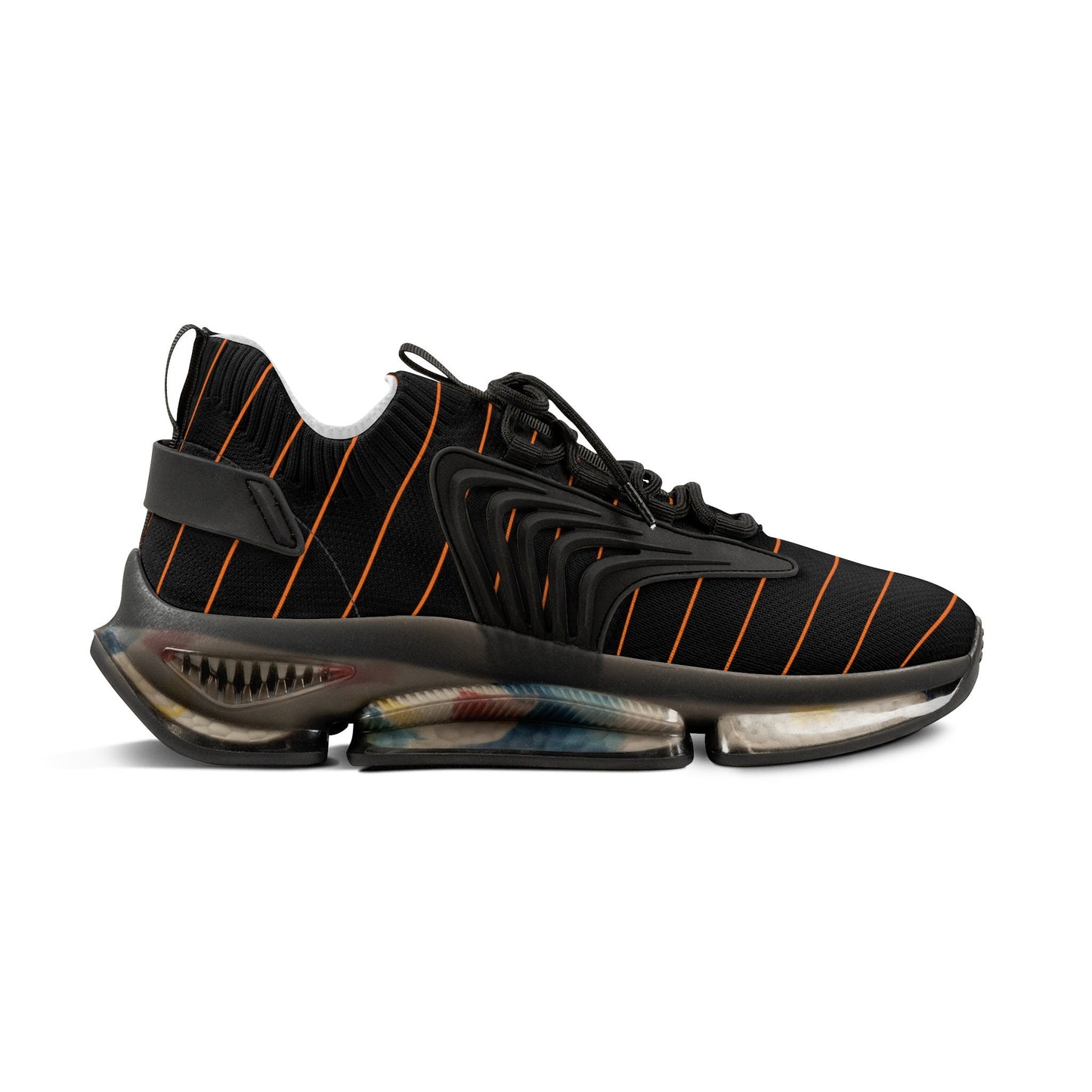 Men's Black and Orange Sports Sneakers