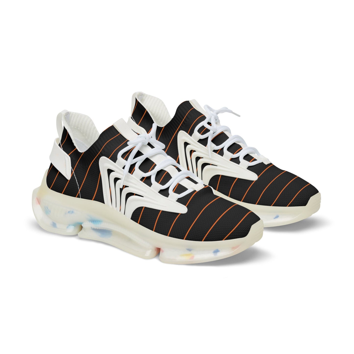 Men's Black and Orange Sports Sneakers