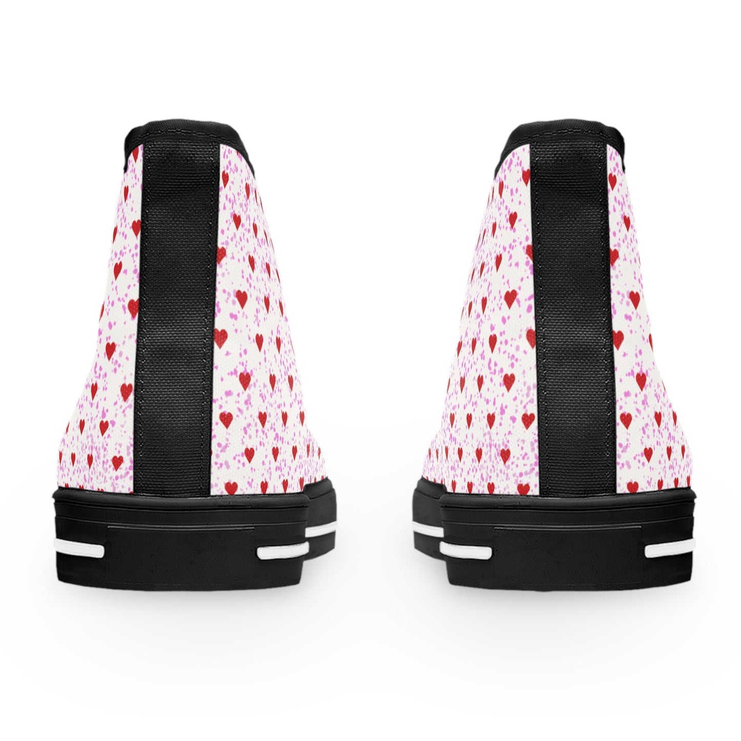 Women's White High Top Sneakers with Hearts