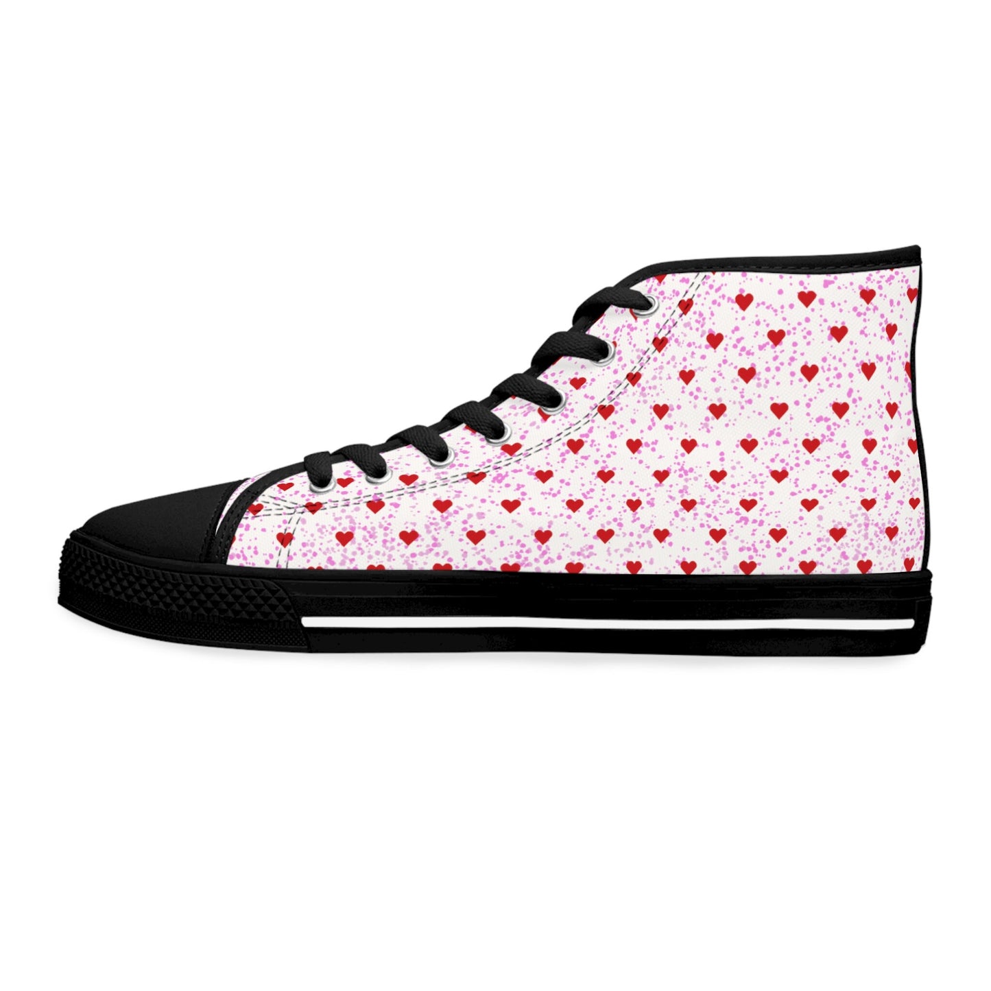 Women's White High Top Sneakers with Hearts