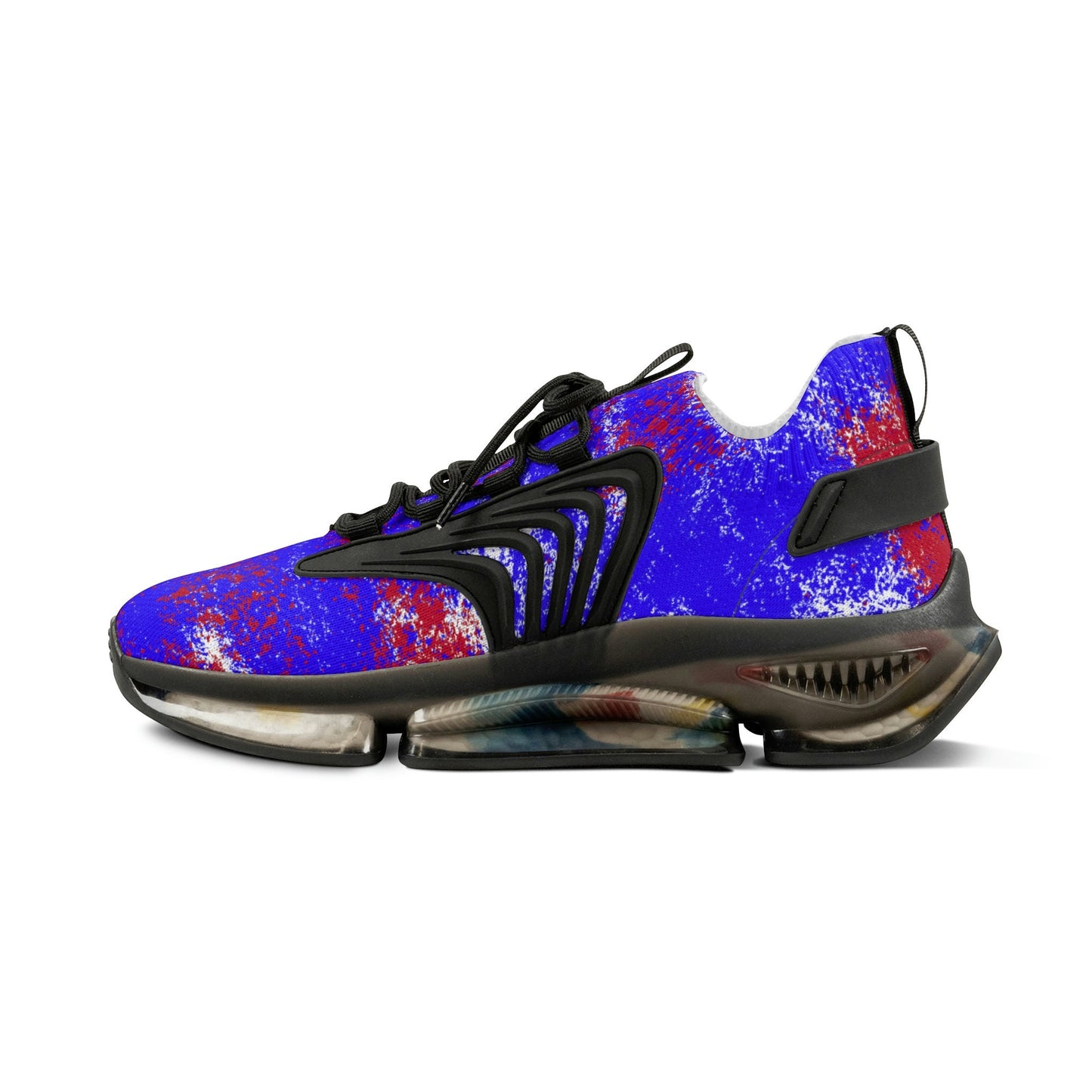 Men's Blue and Red Mesh Sneakers