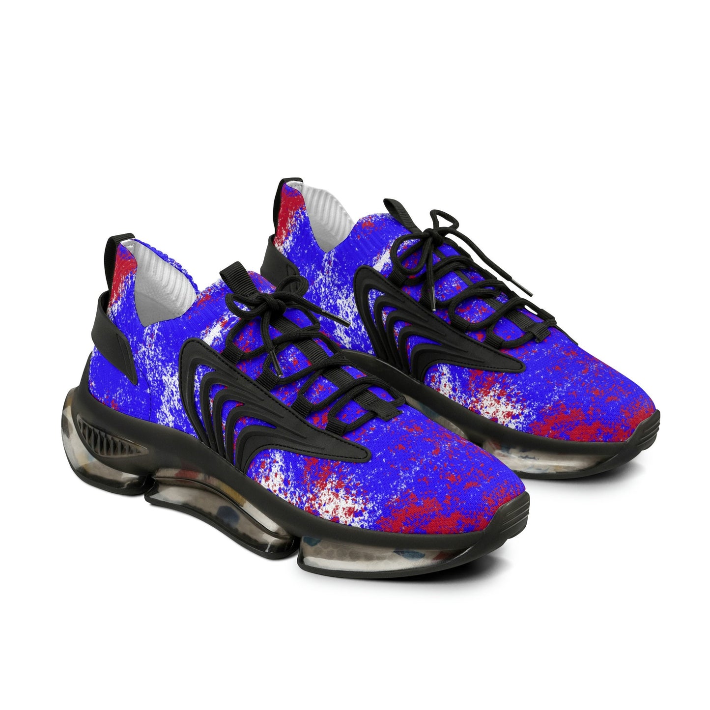 Men's Blue and Red Mesh Sneakers