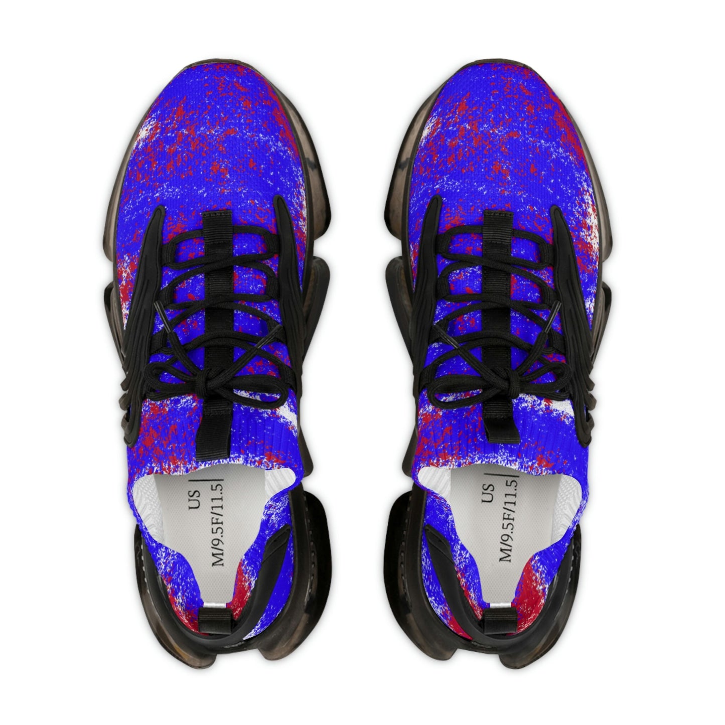 Men's Blue and Red Mesh Sneakers