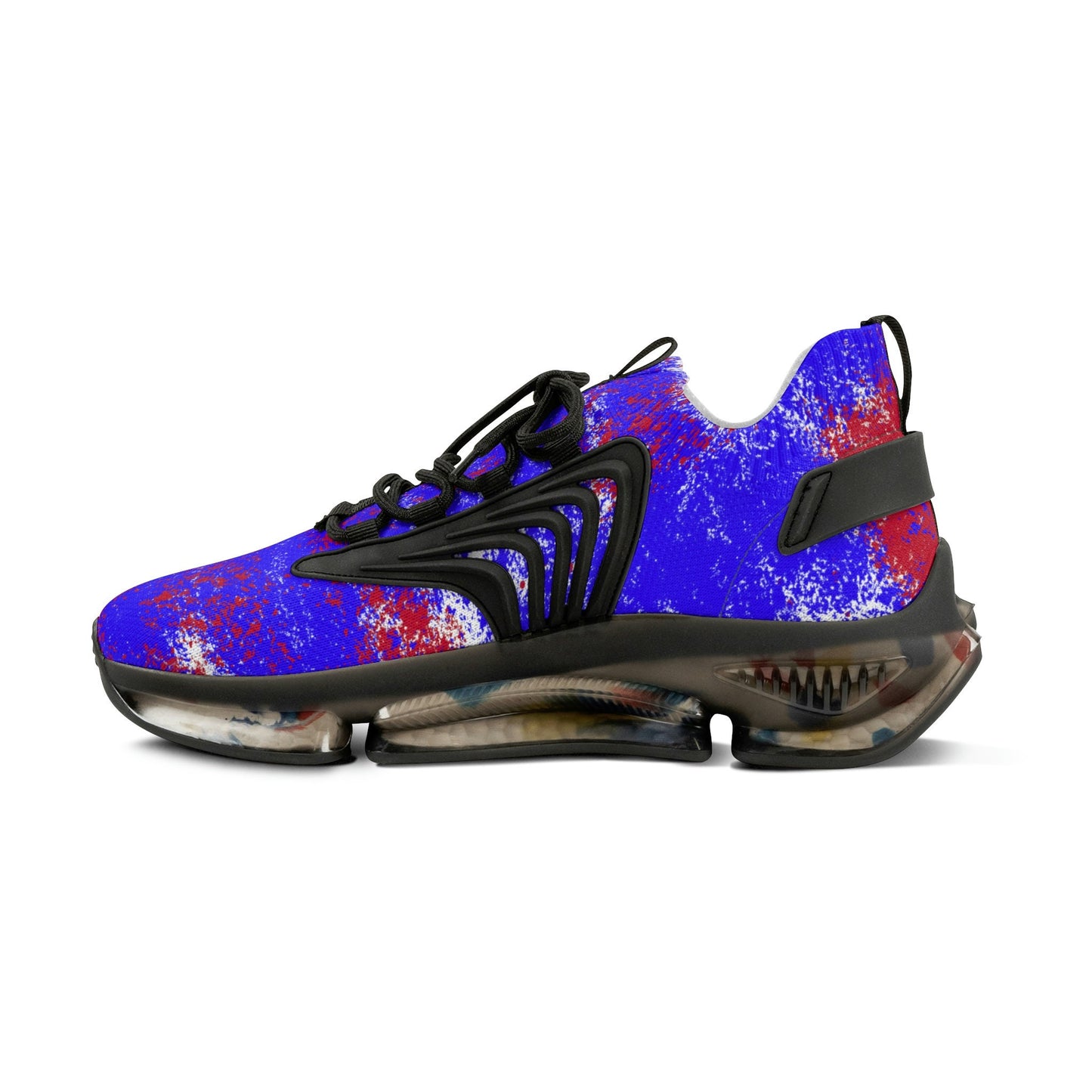 Men's Blue and Red Mesh Sneakers