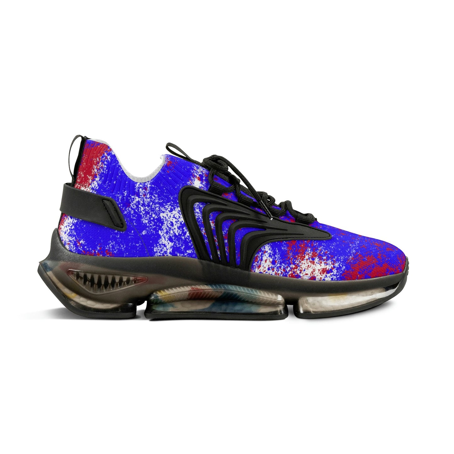 Men's Blue and Red Mesh Sneakers