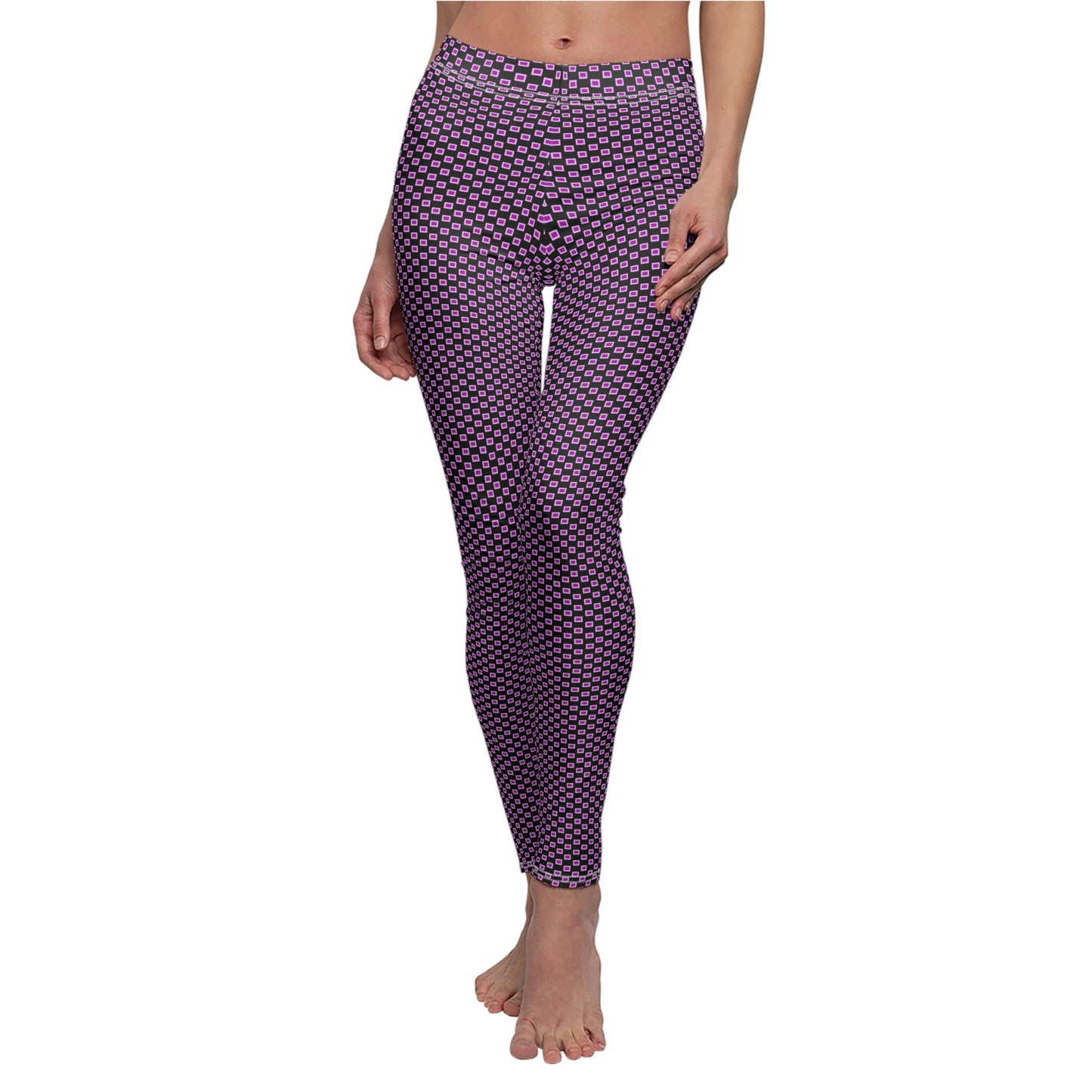 Women's Black and Pink Skinny Leggings