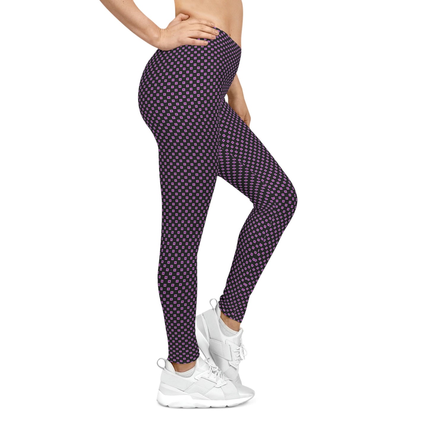 Women's Black and Pink Casual Leggings