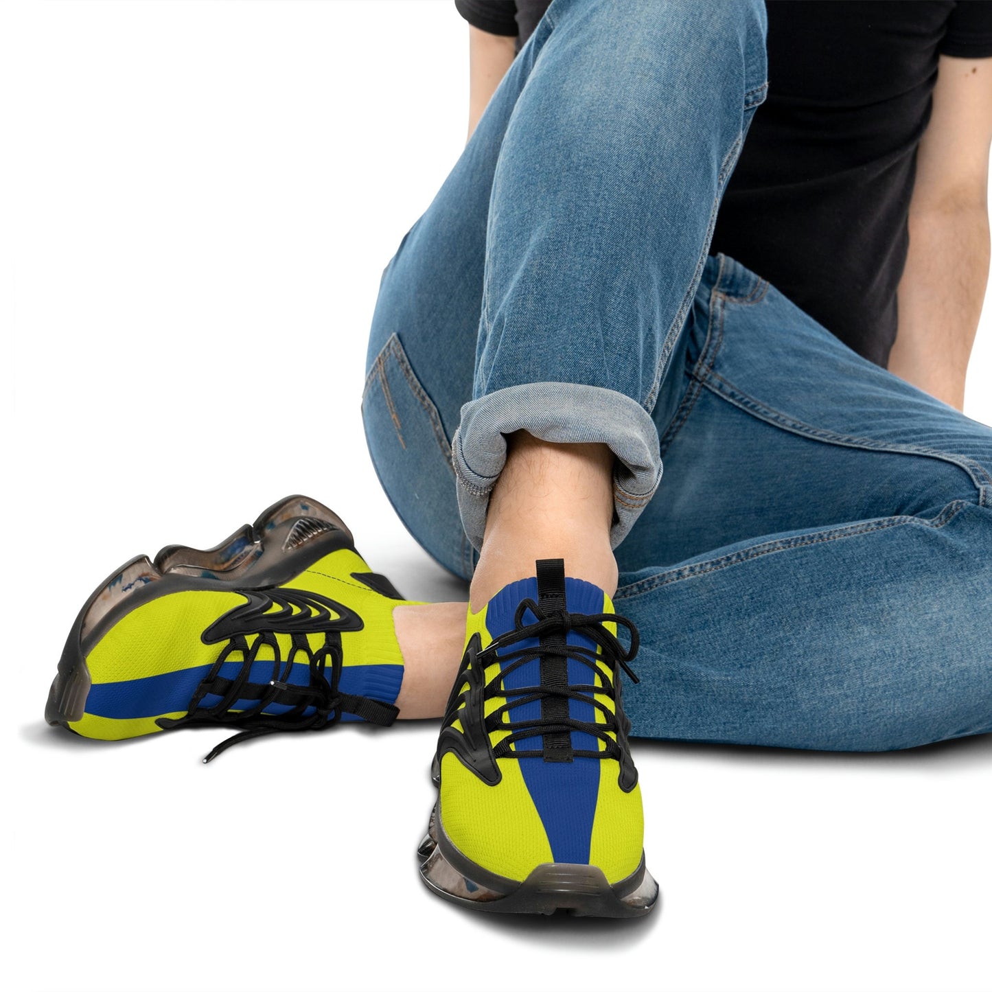 Men's Blue and Yellow Sneakers