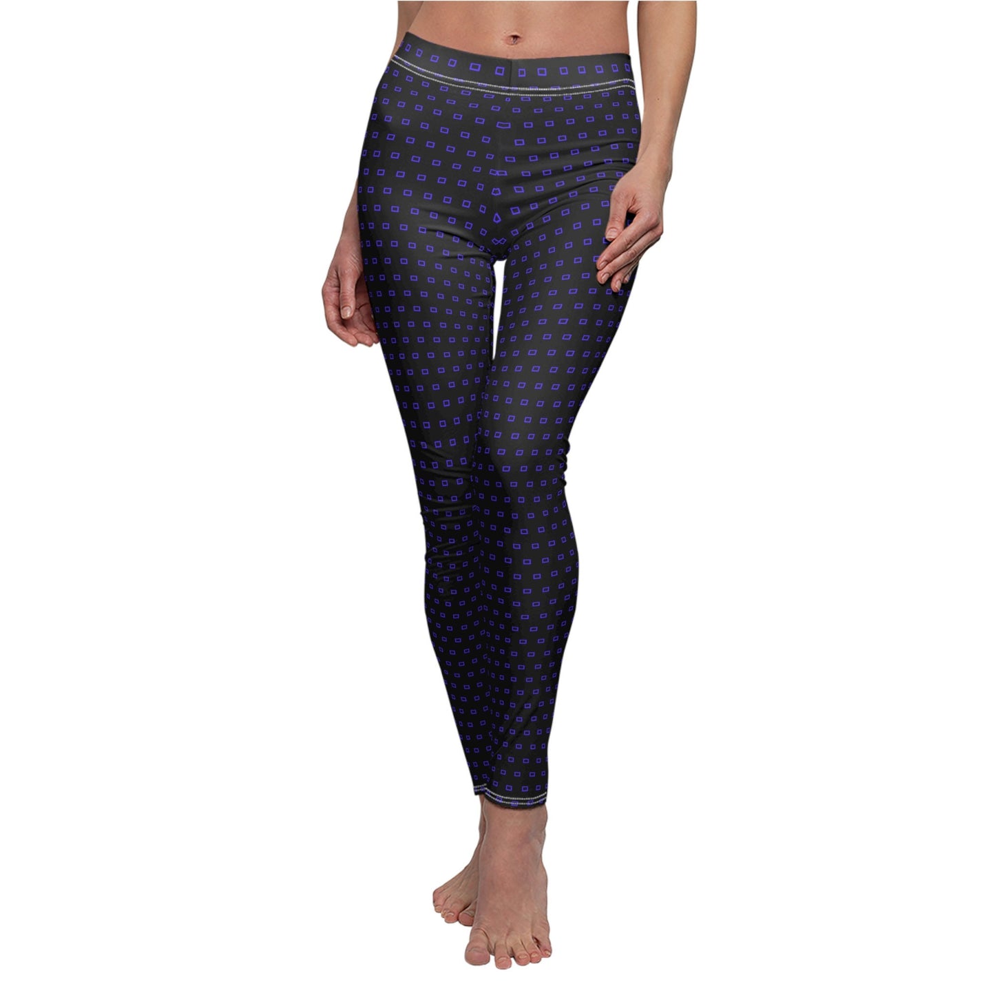 Women's Black and Purple Skinny Leggings