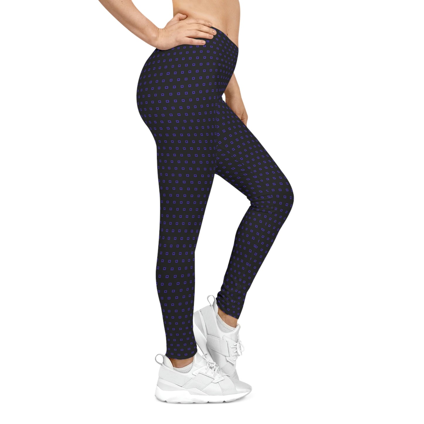 Women's Casual Black and Purple Leggings