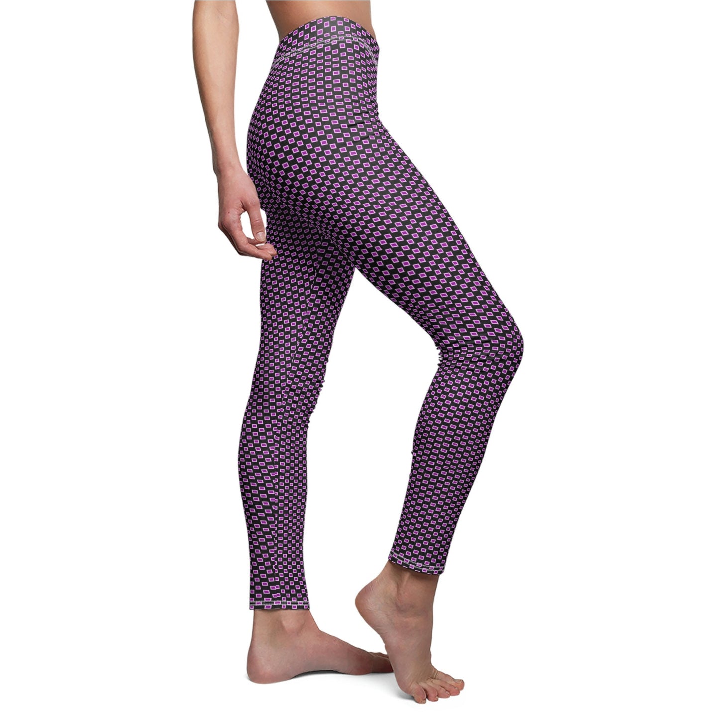 Women's Black and Pink Skinny Leggings