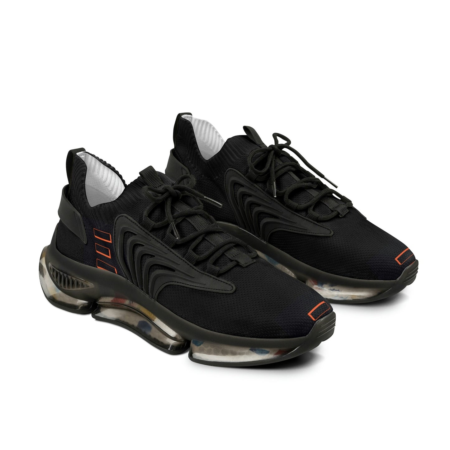 Men's Black and Orange Sneakers