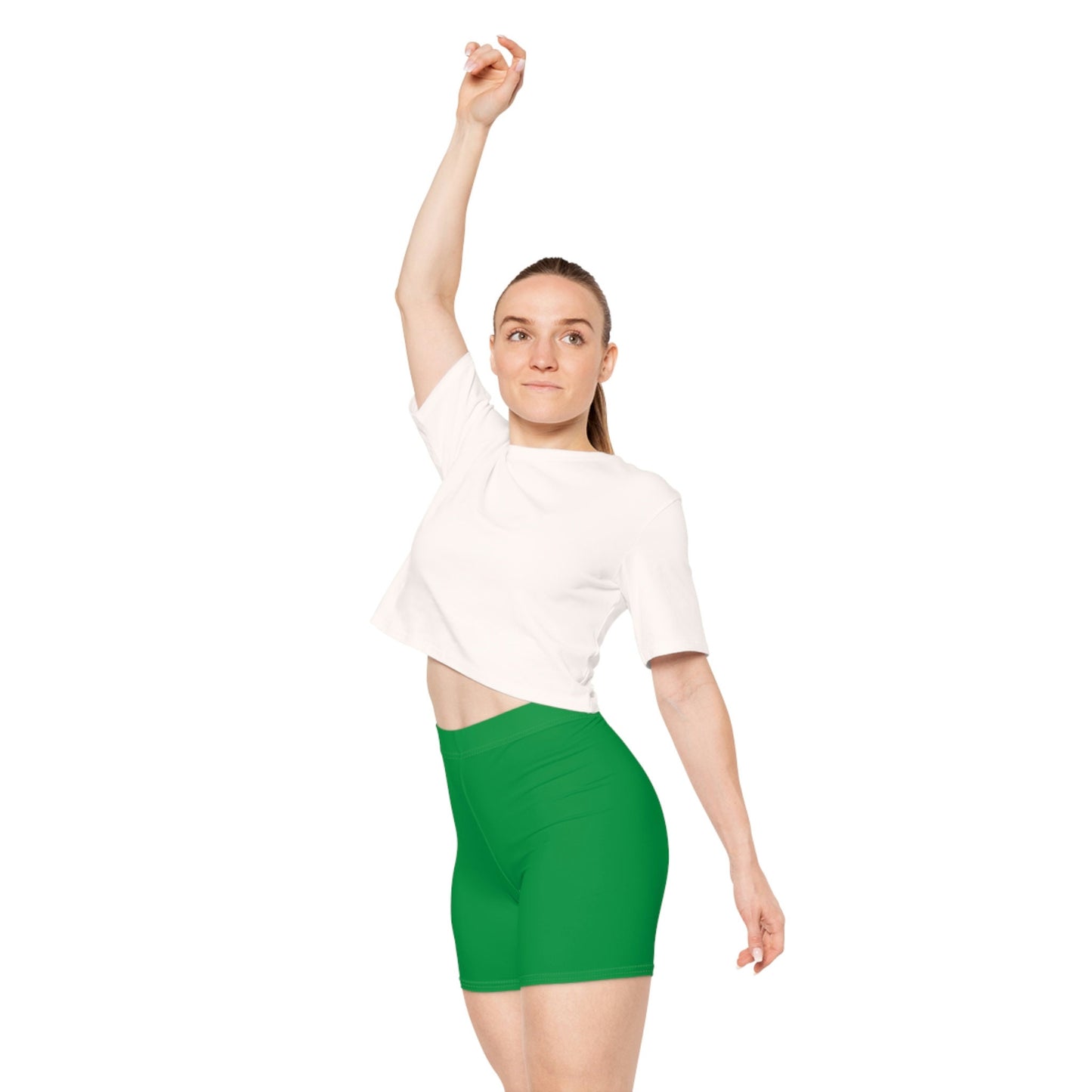 Womens Green Biker Shorts