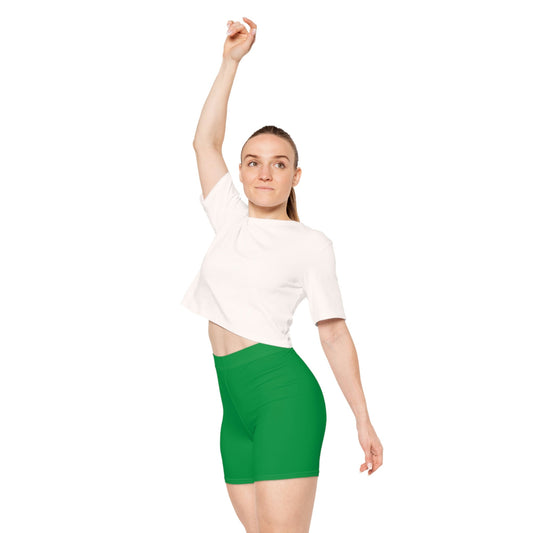 Womens Green Biker Shorts