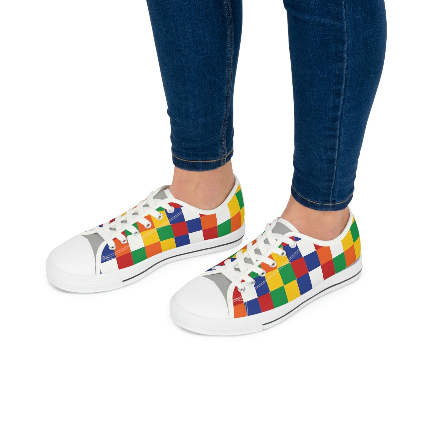 Women's Colorful Checkered Low Top Sneakers