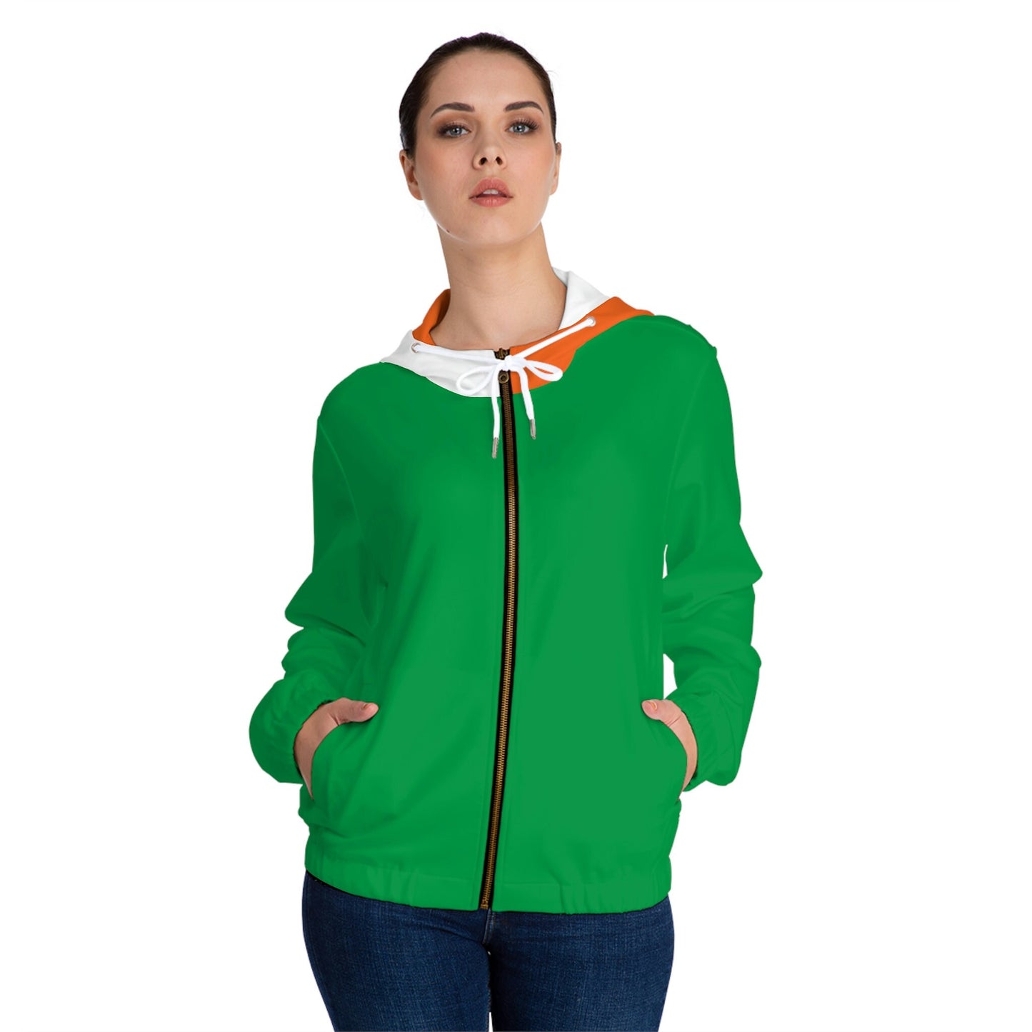 Womens Full-Zip Green Hoodie