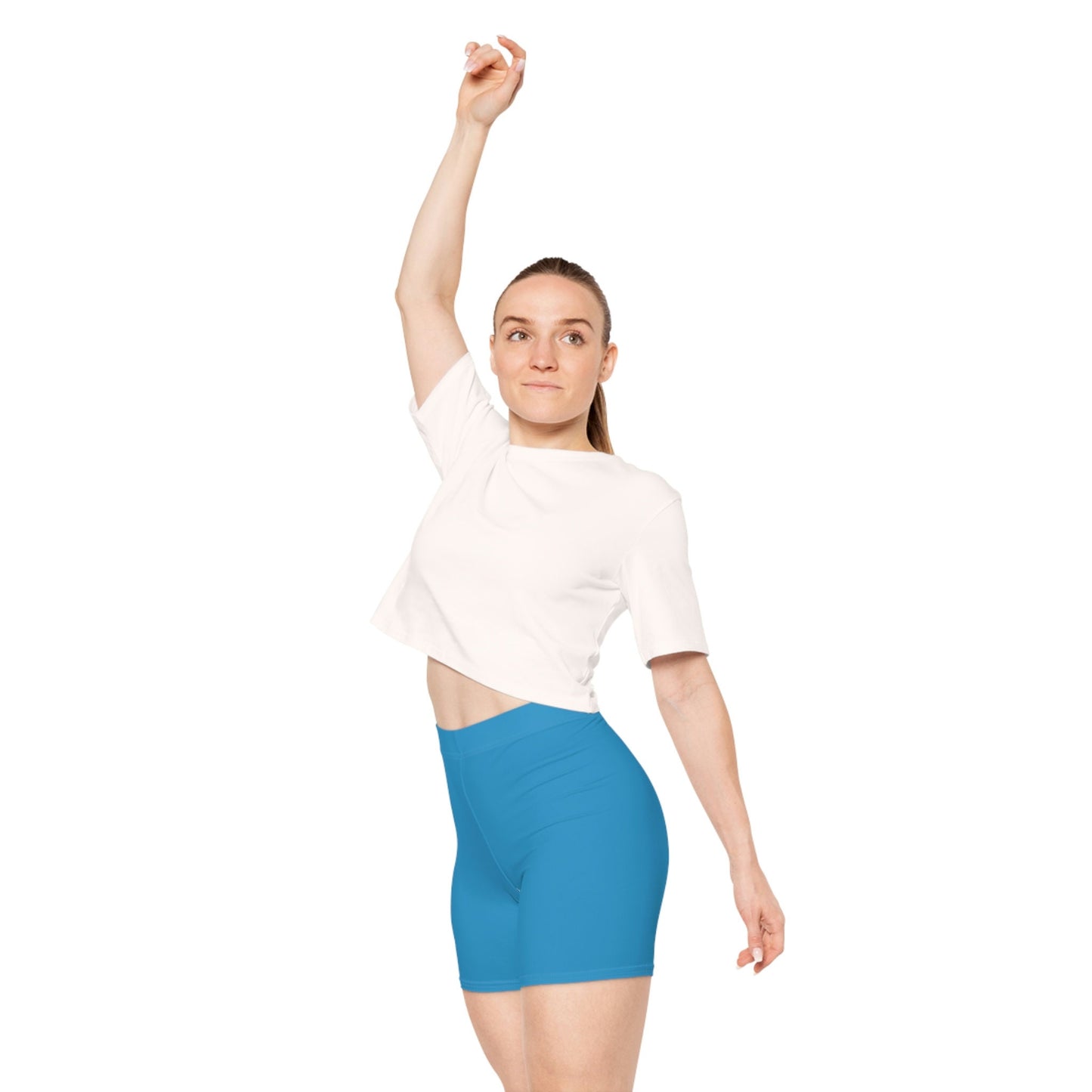 Womens Blue Biker Shorts