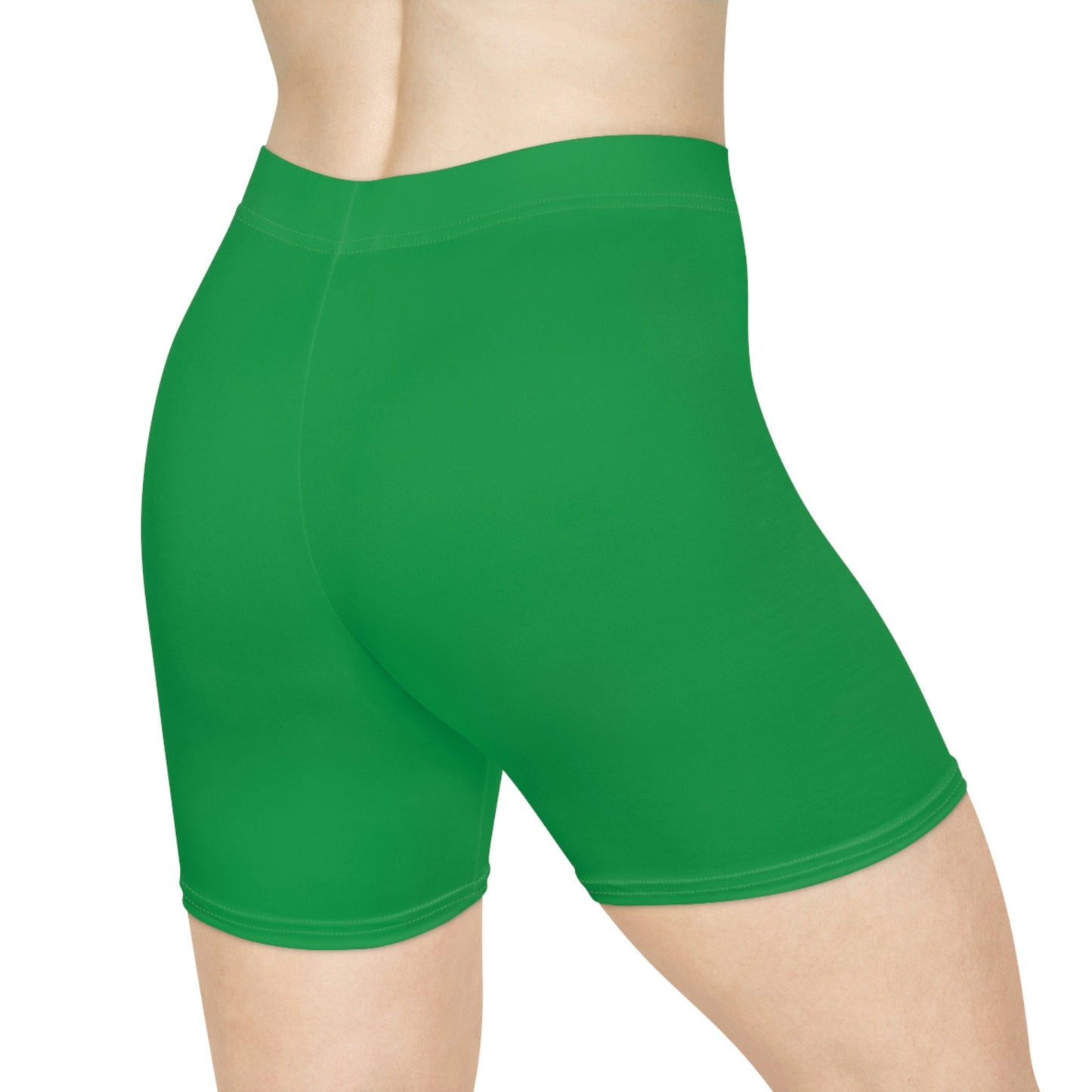 Womens Green Biker Shorts