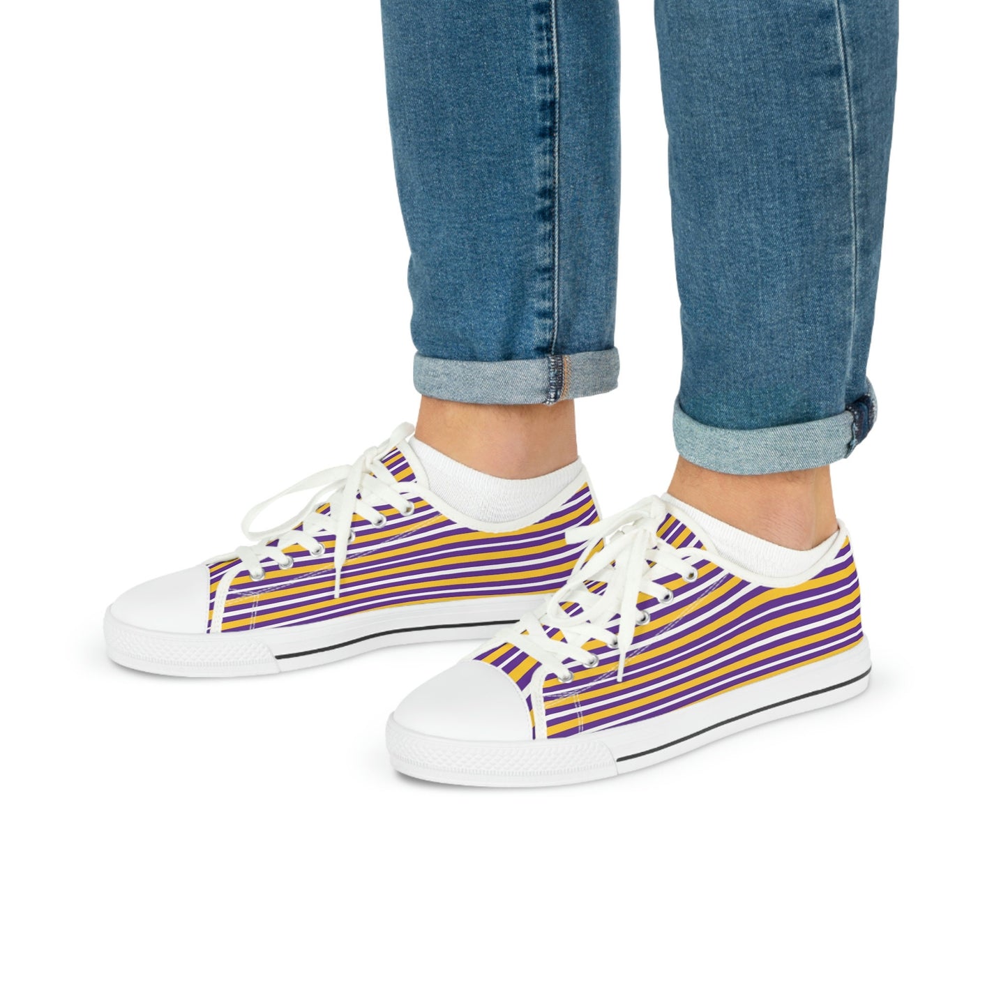 Purple and Gold Men's Low Top Sneakers