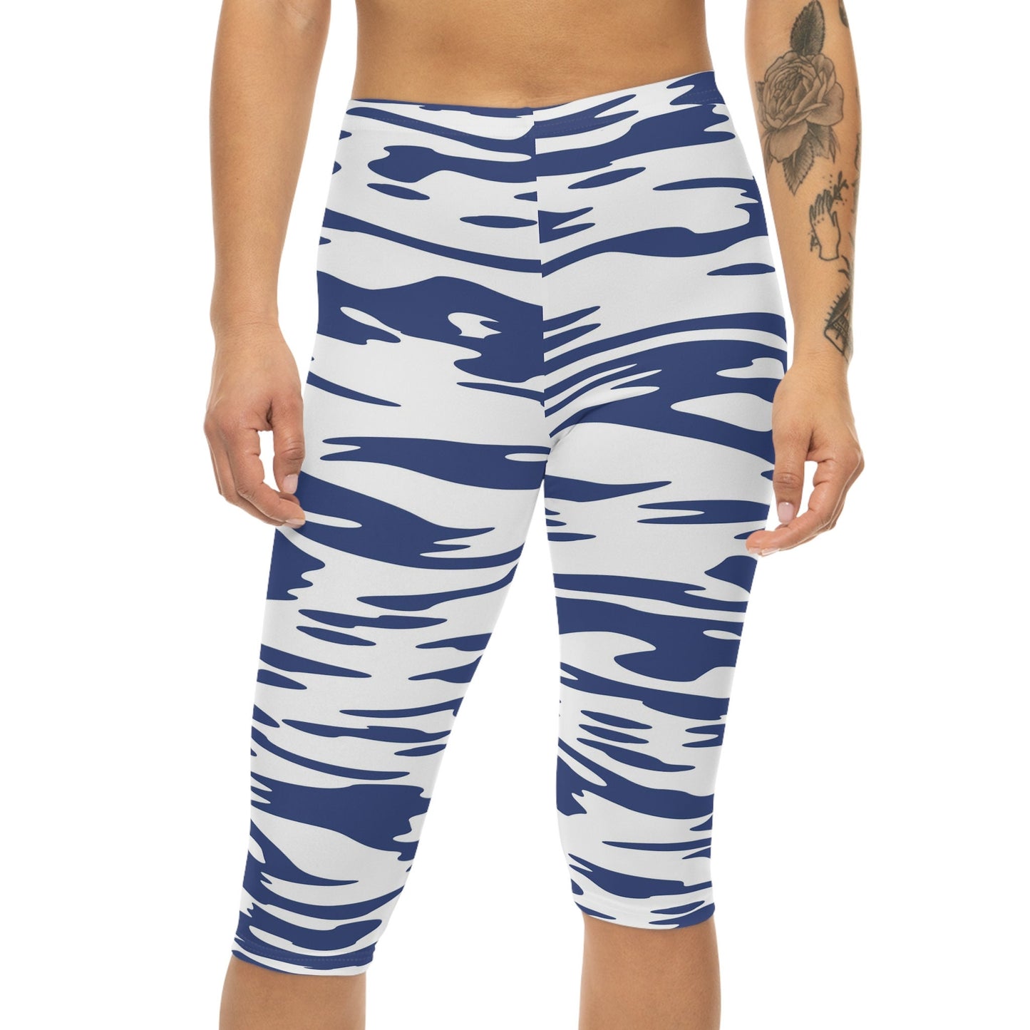 Womens Blue Capri Leggings