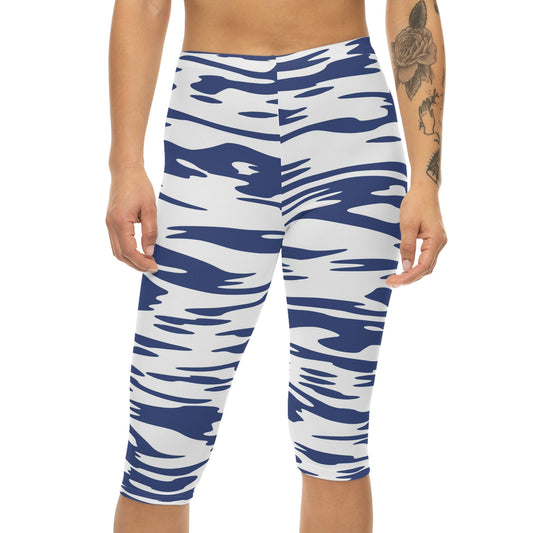 Womens Blue Capri Leggings