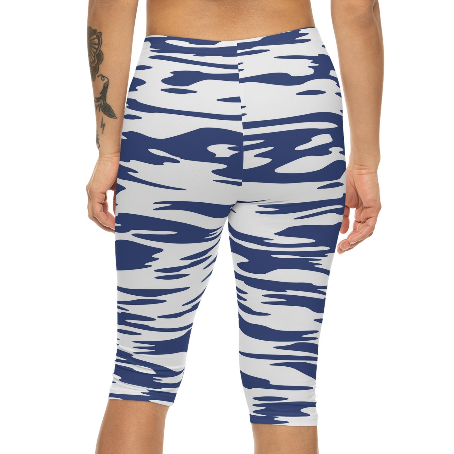Womens Blue Capri Leggings
