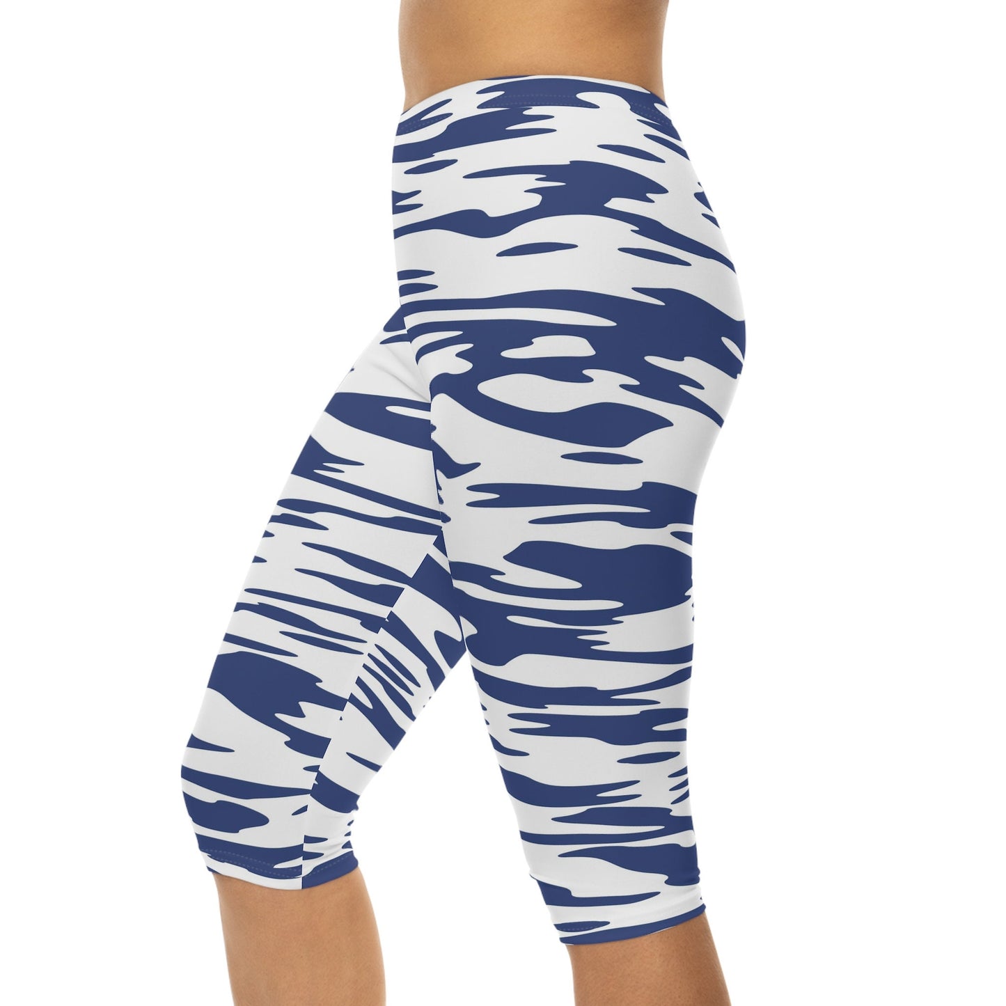 Womens Blue Capri Leggings