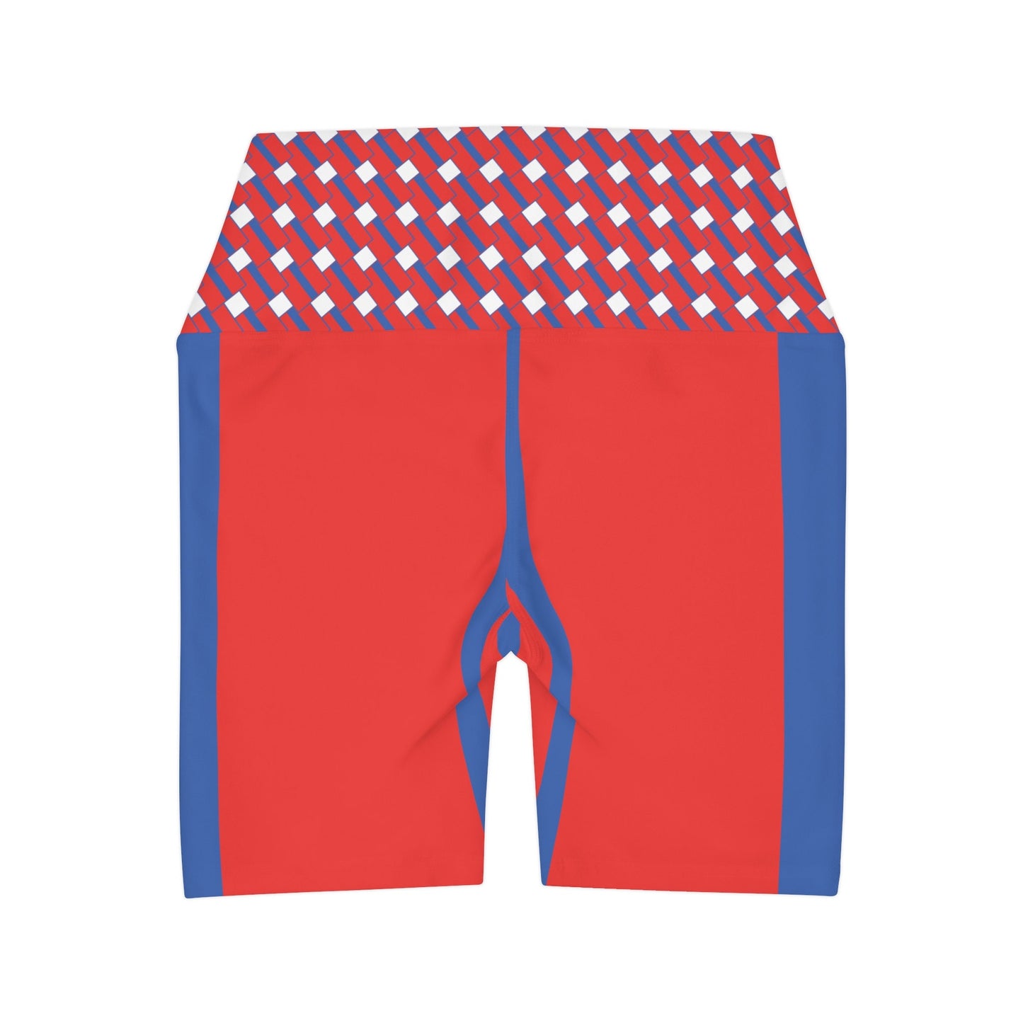 High Waisted Red White And Blue Yoga Shorts
