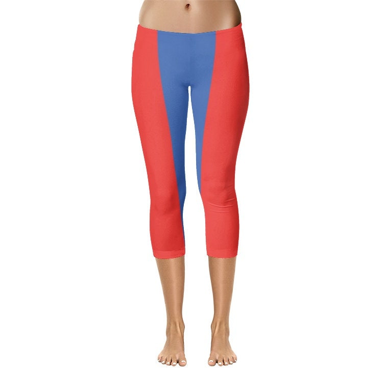 Red and Blue Capri Leggings