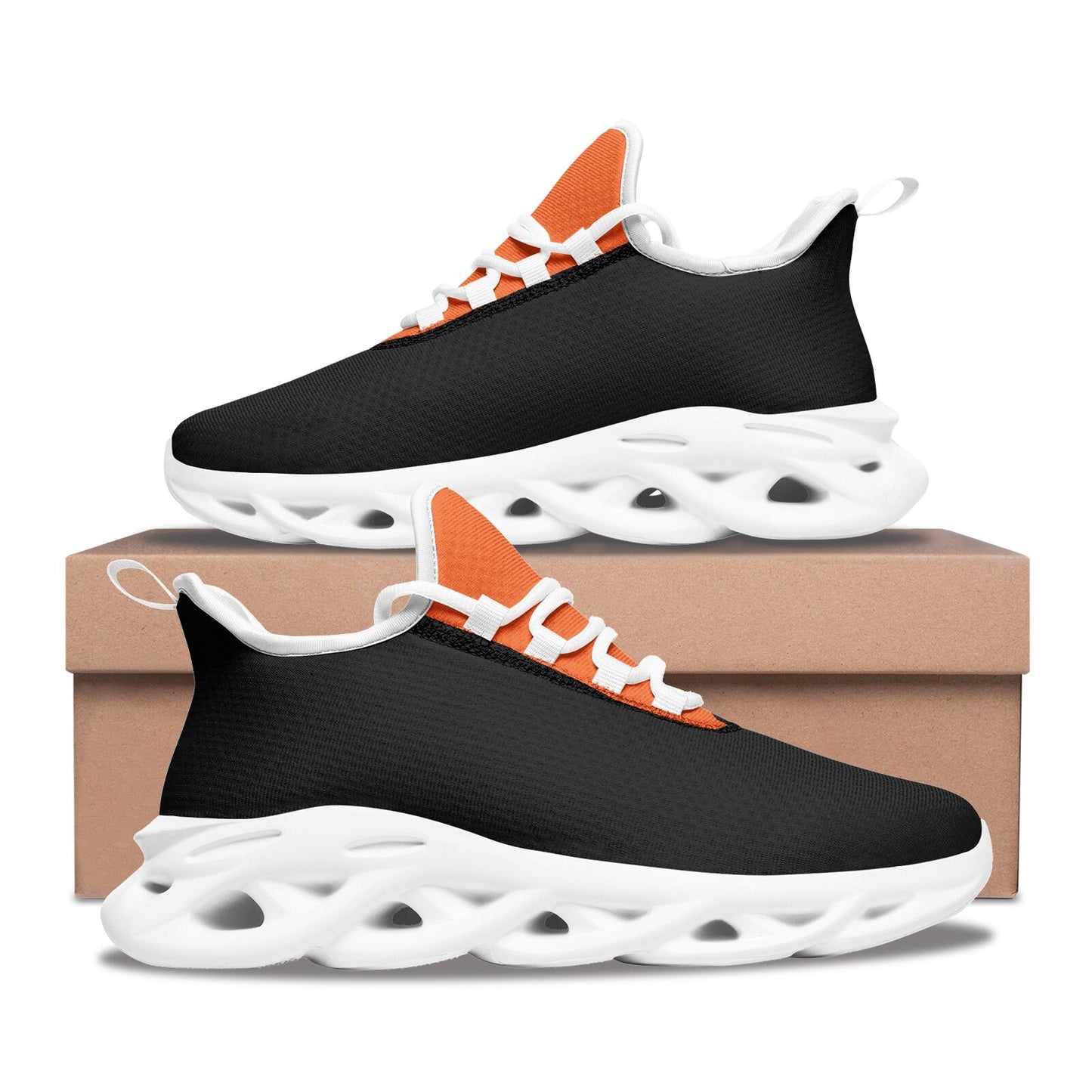 Unisex Bounce Mesh Orange and Black Sneakers