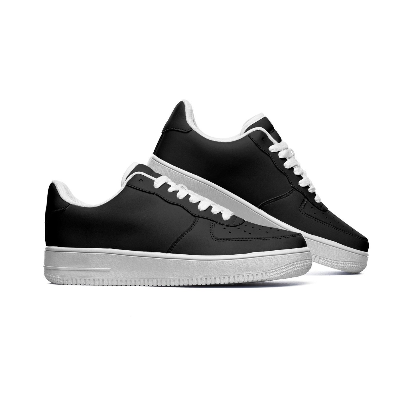 Unisex Low Top Black Leather Sneakers