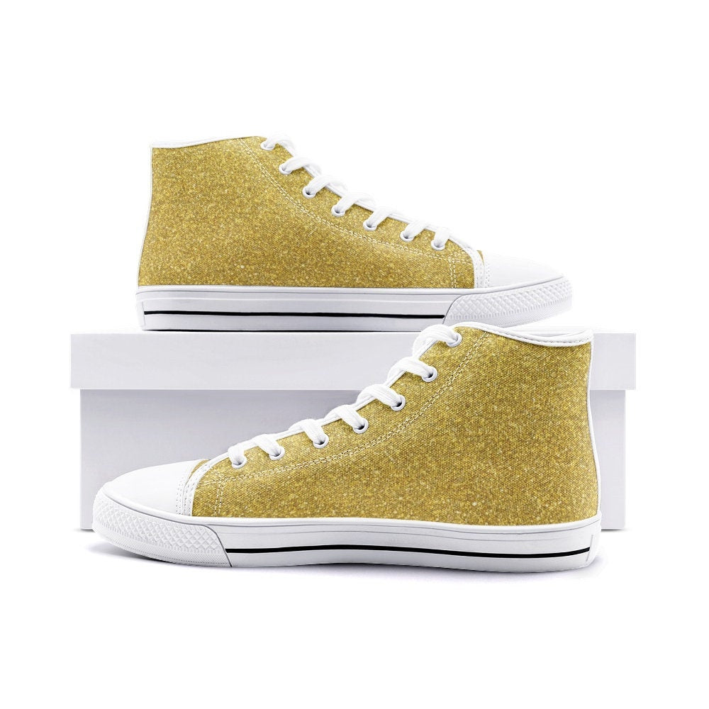 Unisex High Top Gold Color Canvas Shoes