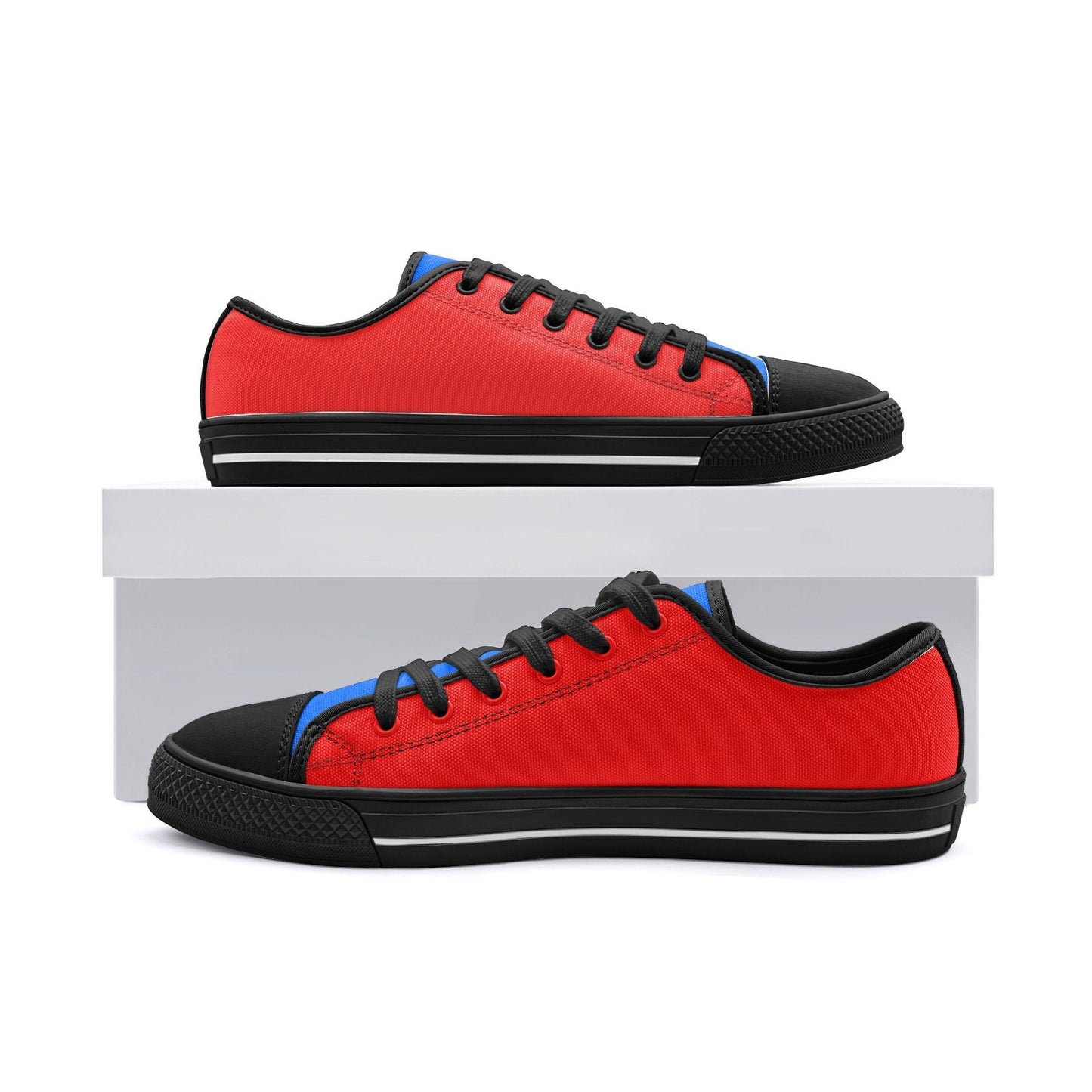 Red and Blue Low Top Canvas Shoes