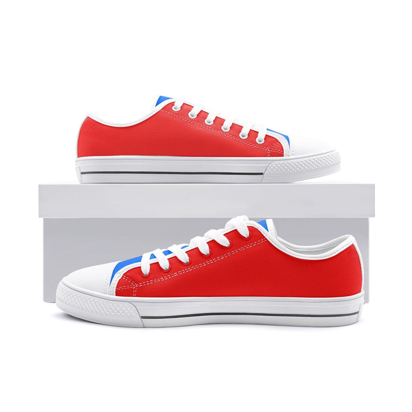 Red and Blue Low Top Canvas Shoes