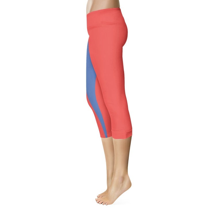 Red and Blue Capri Leggings