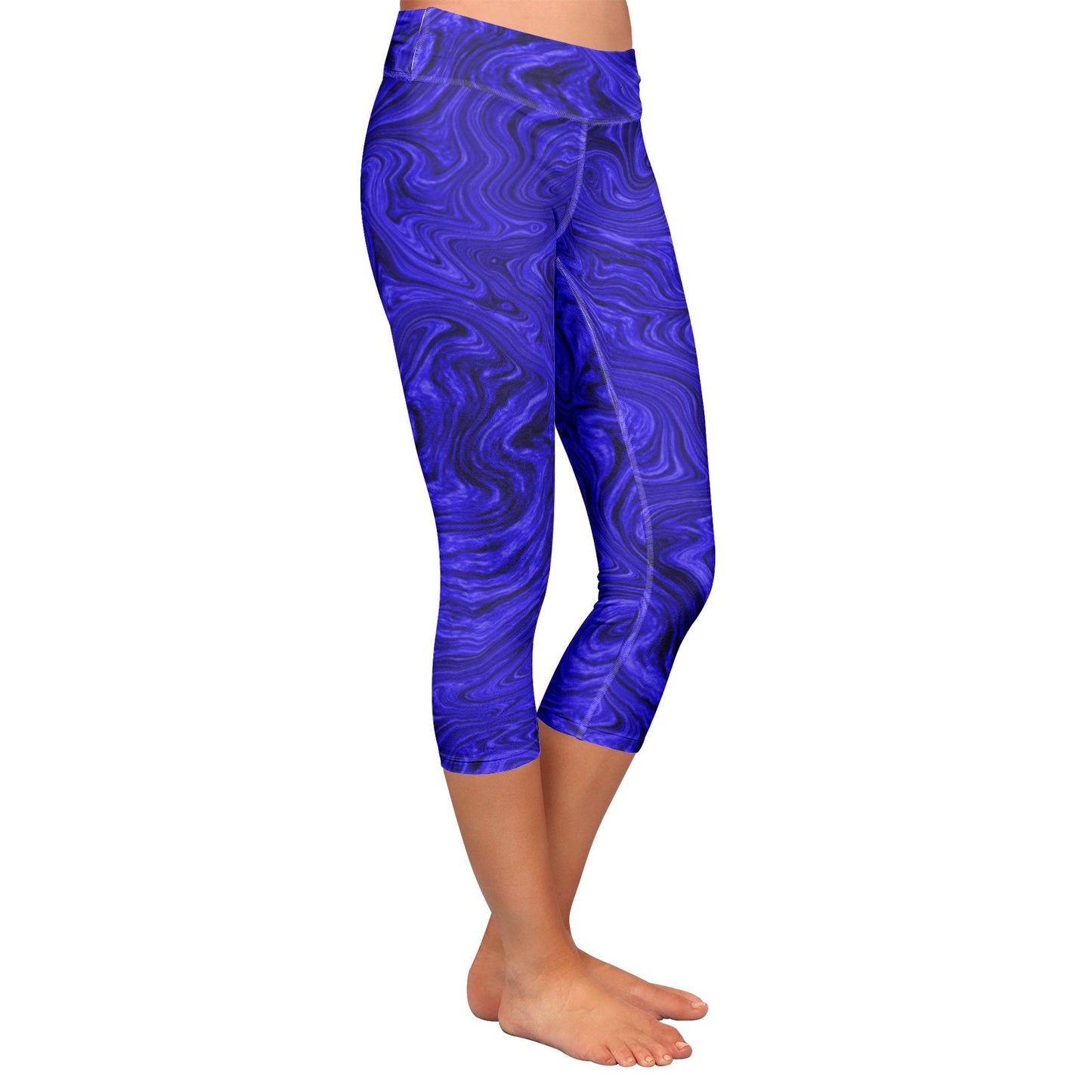 Women 's Blue Yoga Capri Leggings