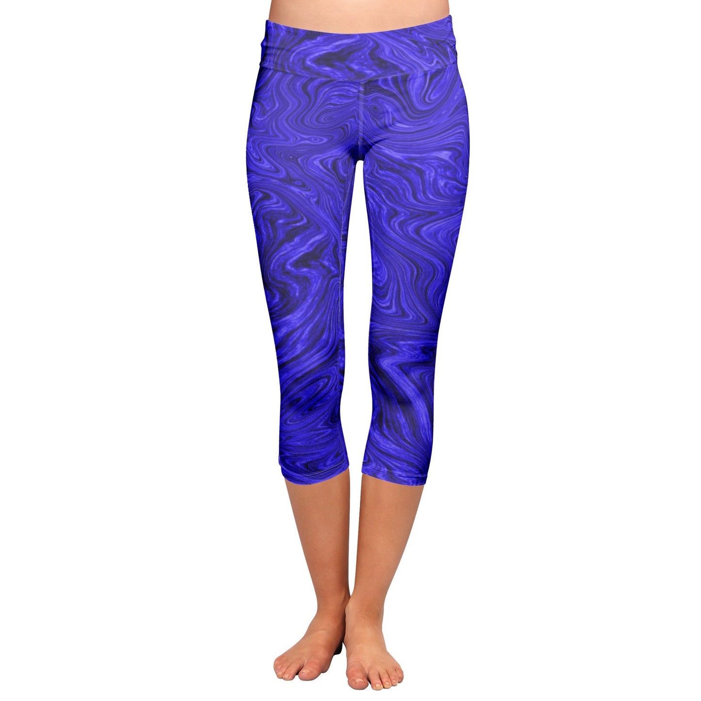 Women 's Blue Yoga Capri Leggings