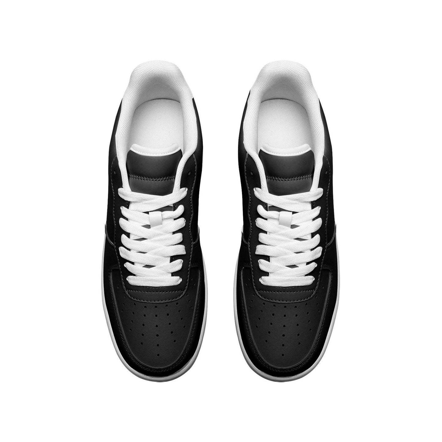 Unisex Low Top Black Leather Sneakers