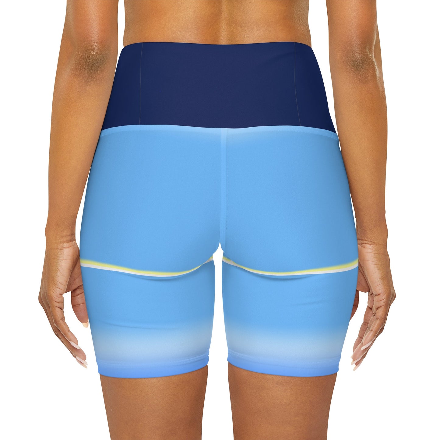 High Waisted Blue Yoga Shorts