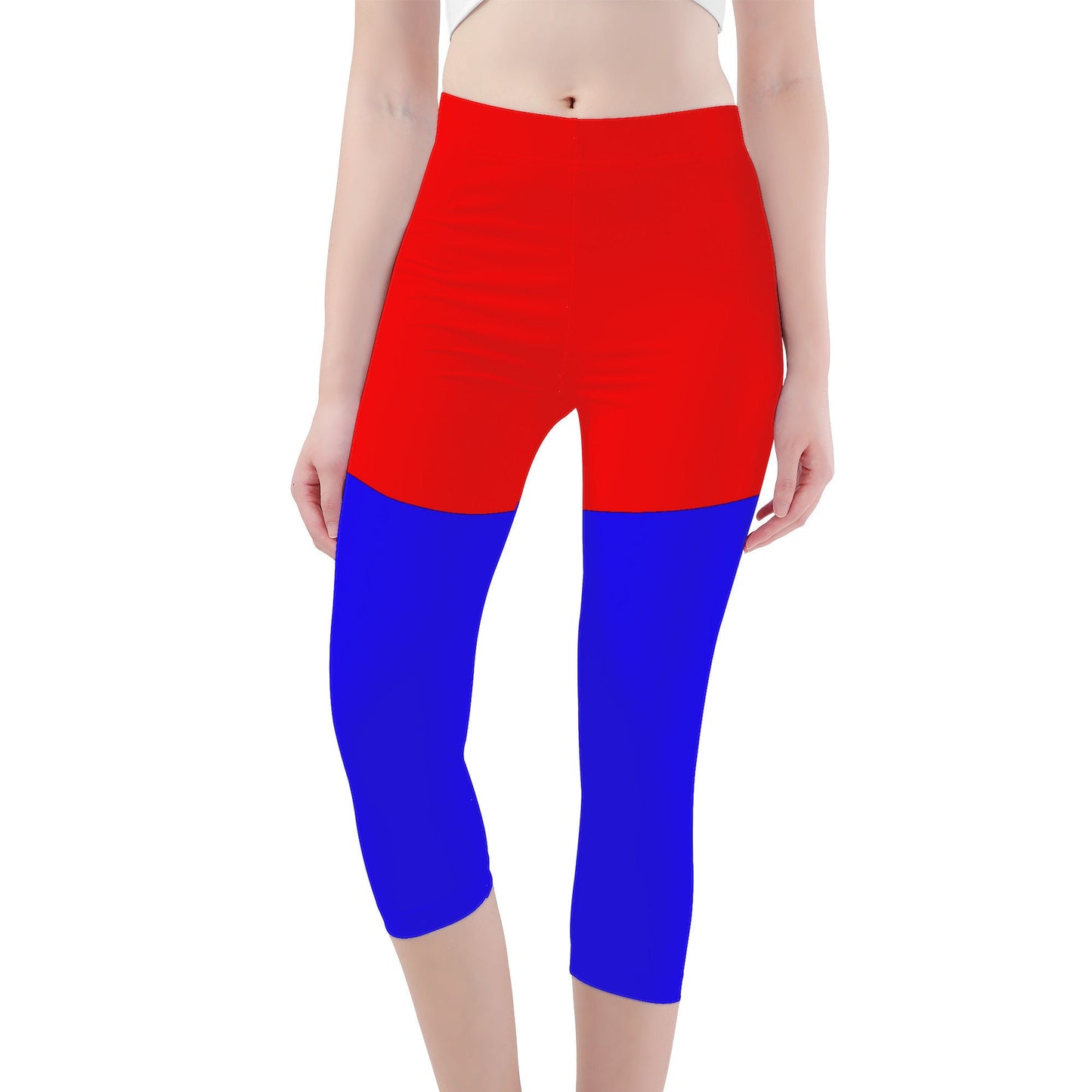 Red And Blue Capri Yoga Leggings